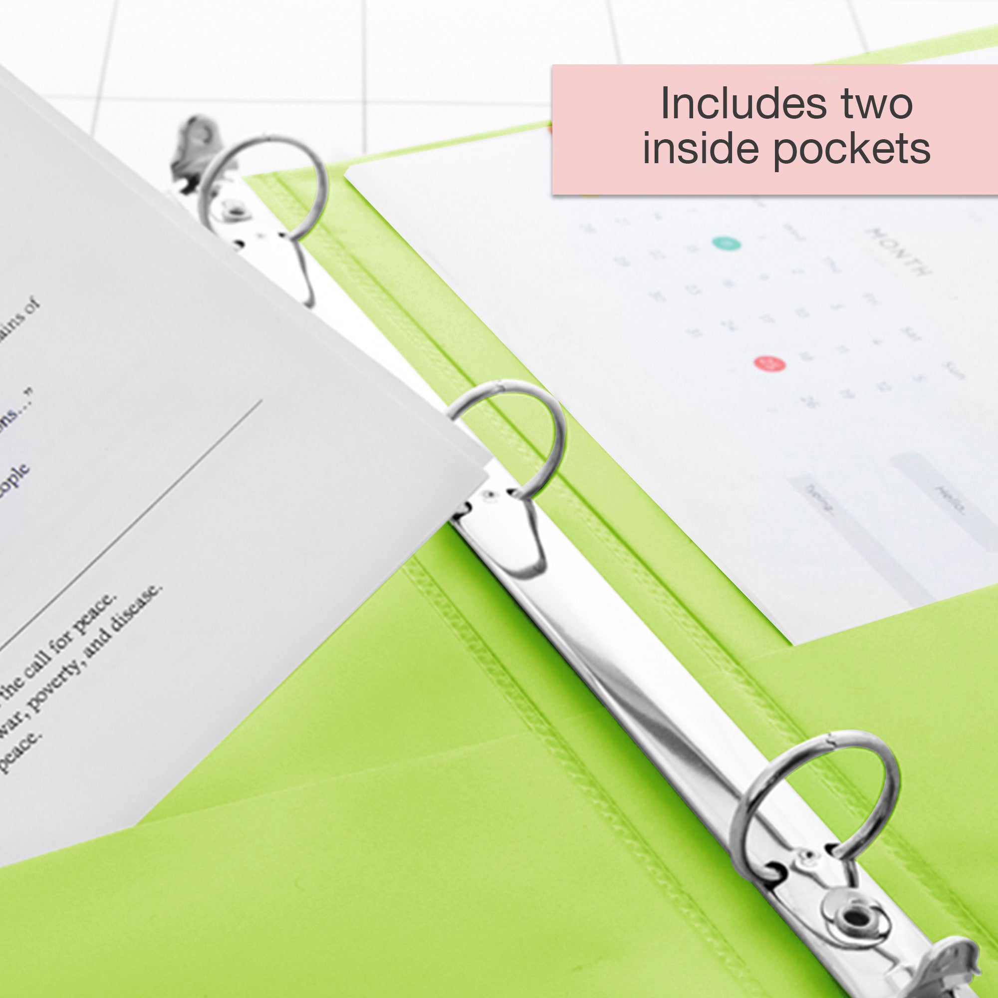1 Inch Lime Green View Binder, Holds Up to 175 Sheets