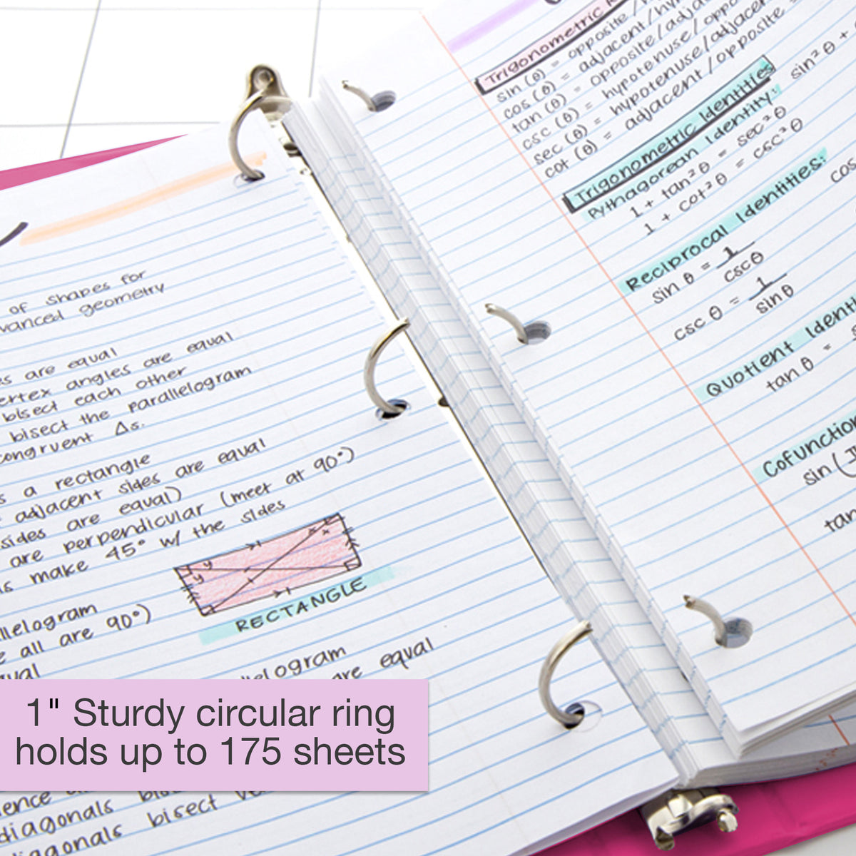 1 in Fuchsia 3-Ring View Binder, 2 Pockets