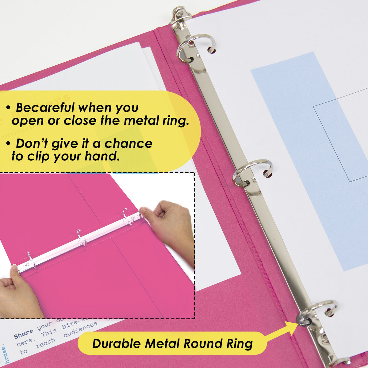 1 in Fuchsia 3-Ring View Binder, 2 Pockets