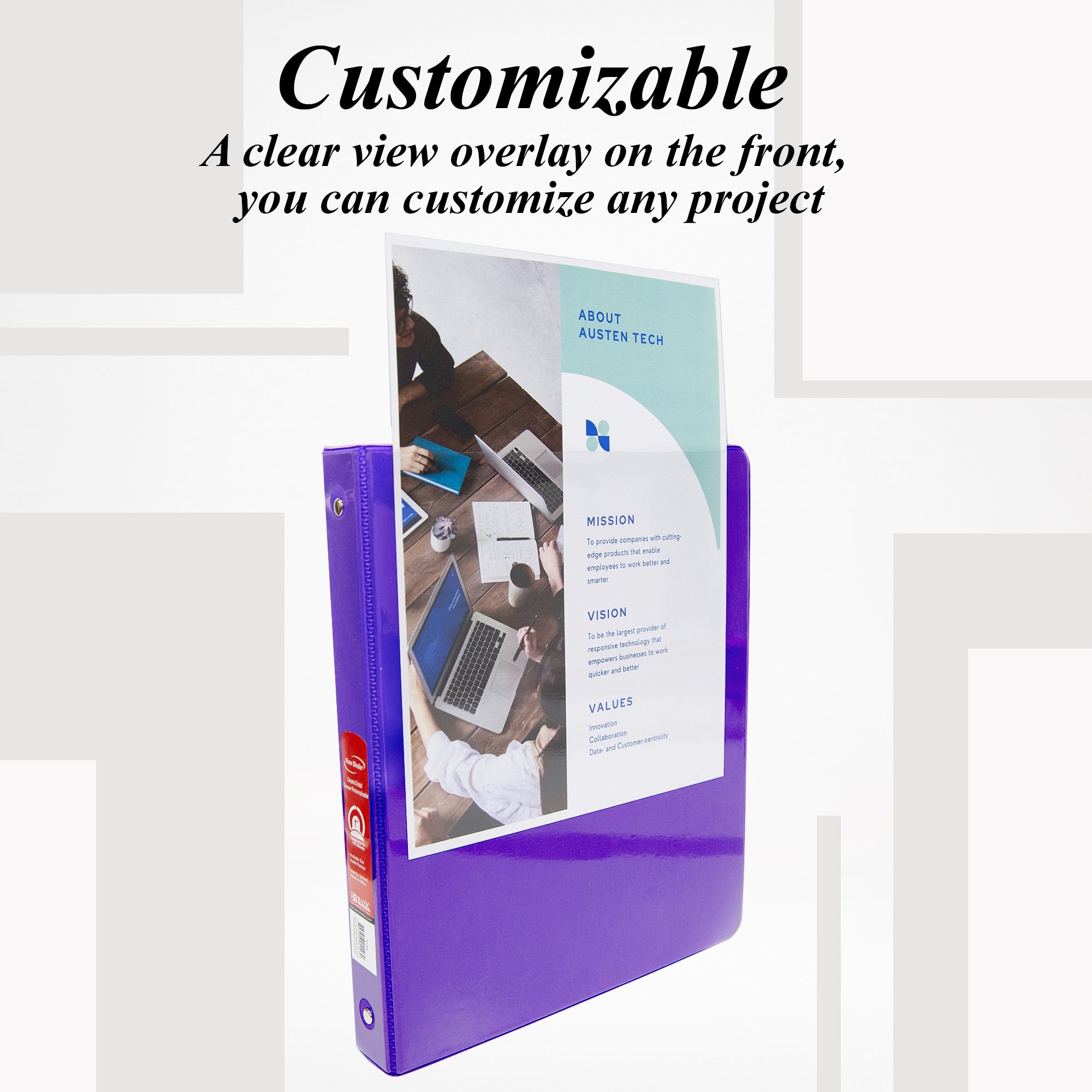 1 Inch Purple View Binder, 3 Ring, Holds 175 Sheets