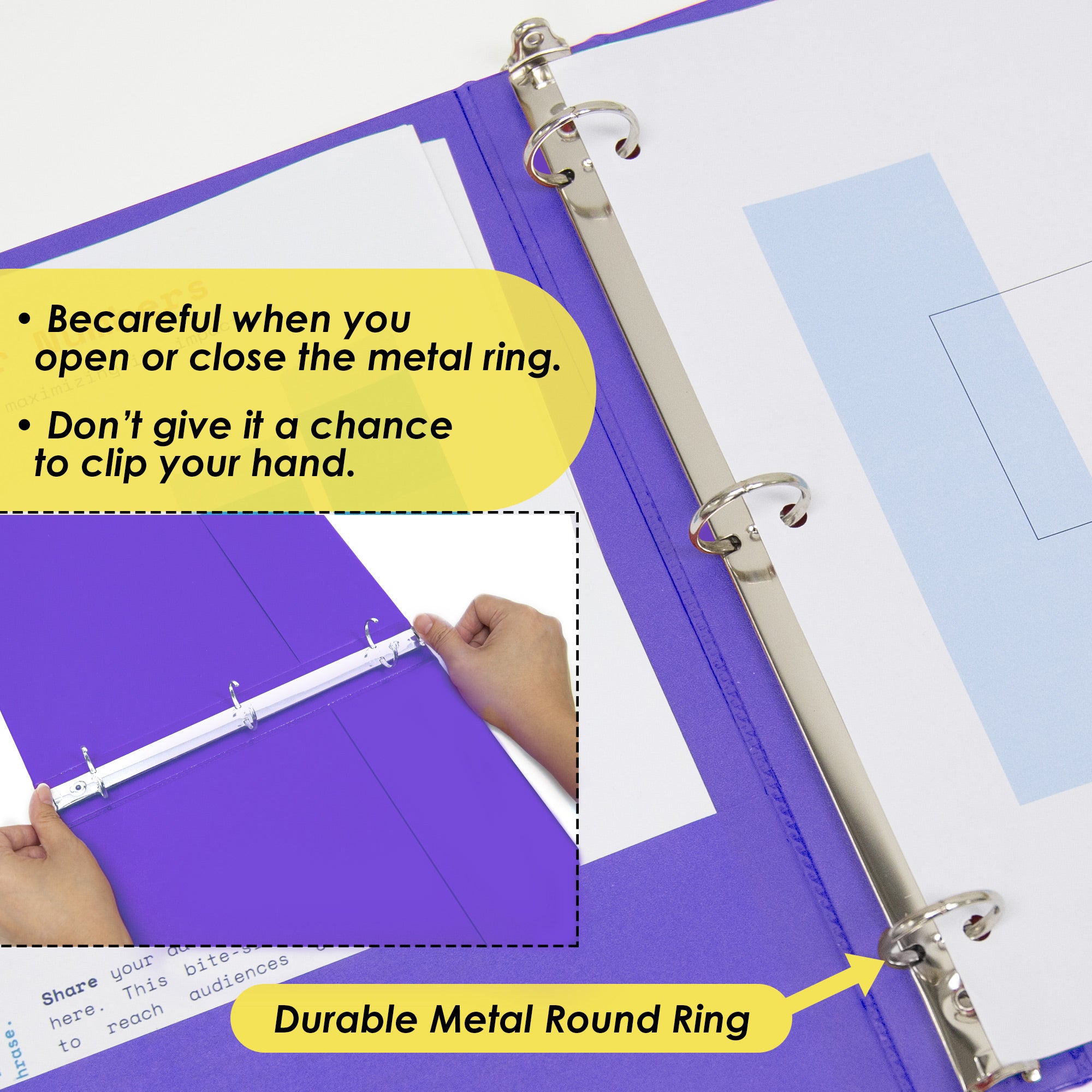 1 Inch Purple View Binder, 3 Ring, Holds 175 Sheets