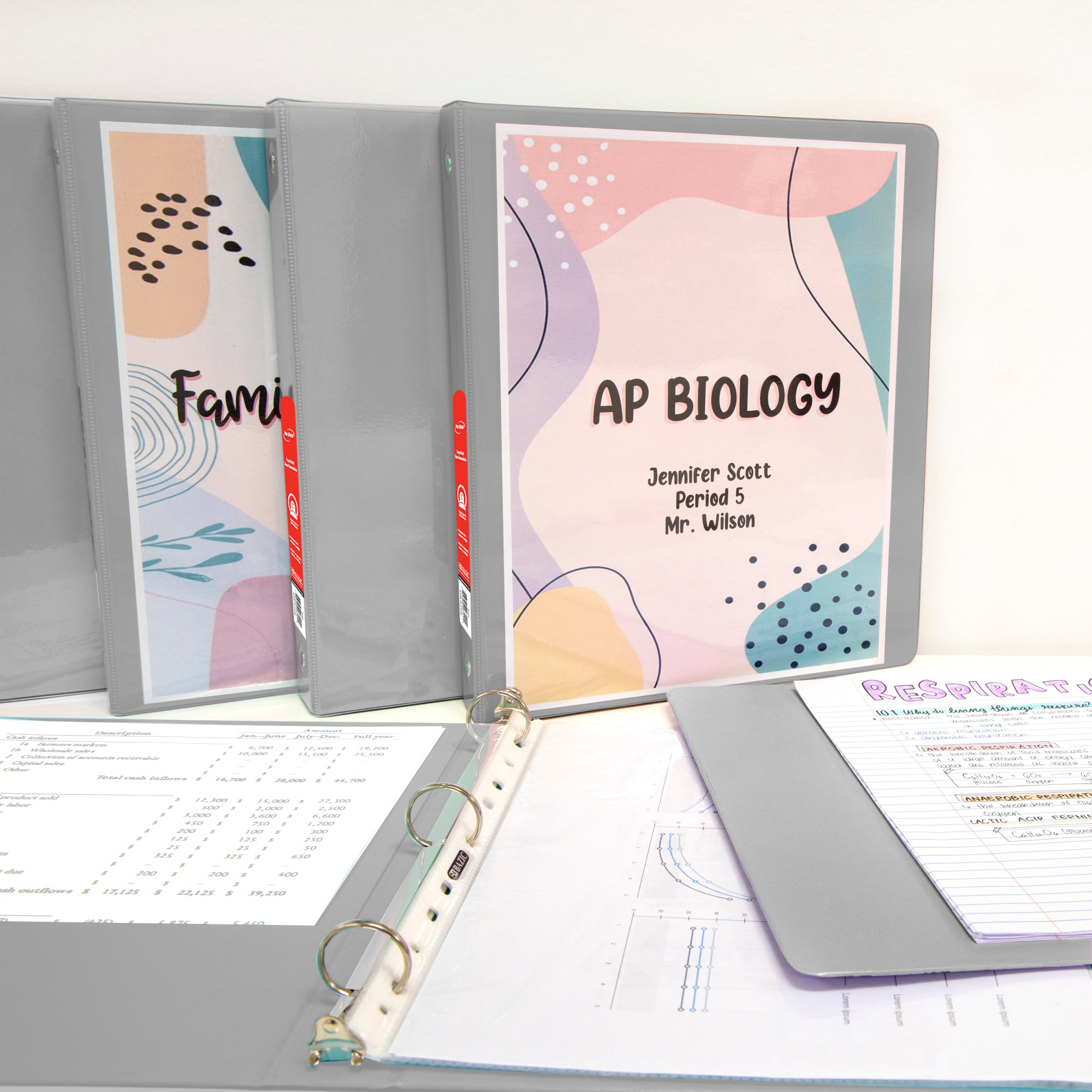 1.5&quot; Grey 3-Ring View Binder w/ 2-Pockets