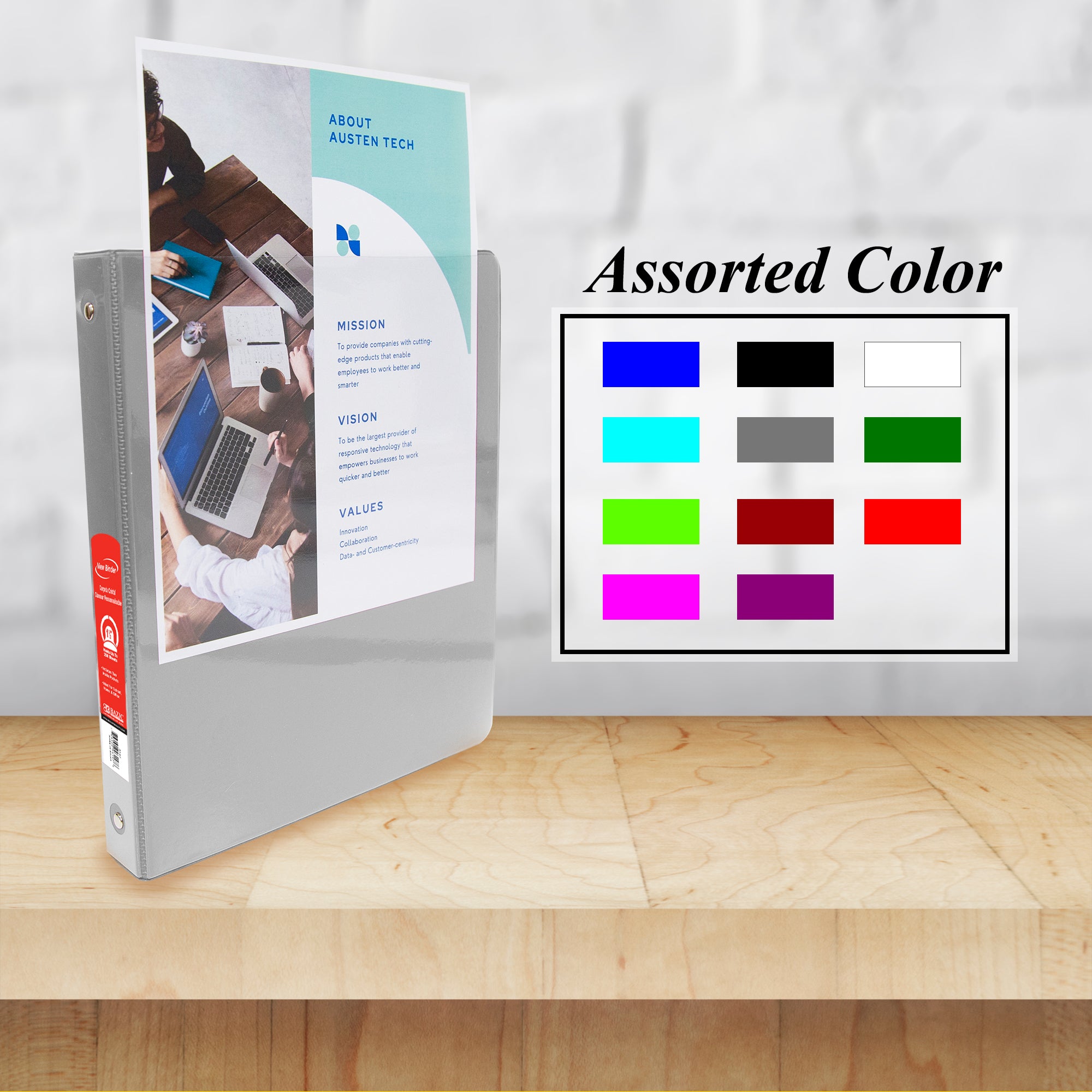 1.5 in Grey 3-Ring View Binder, 2 Pockets
