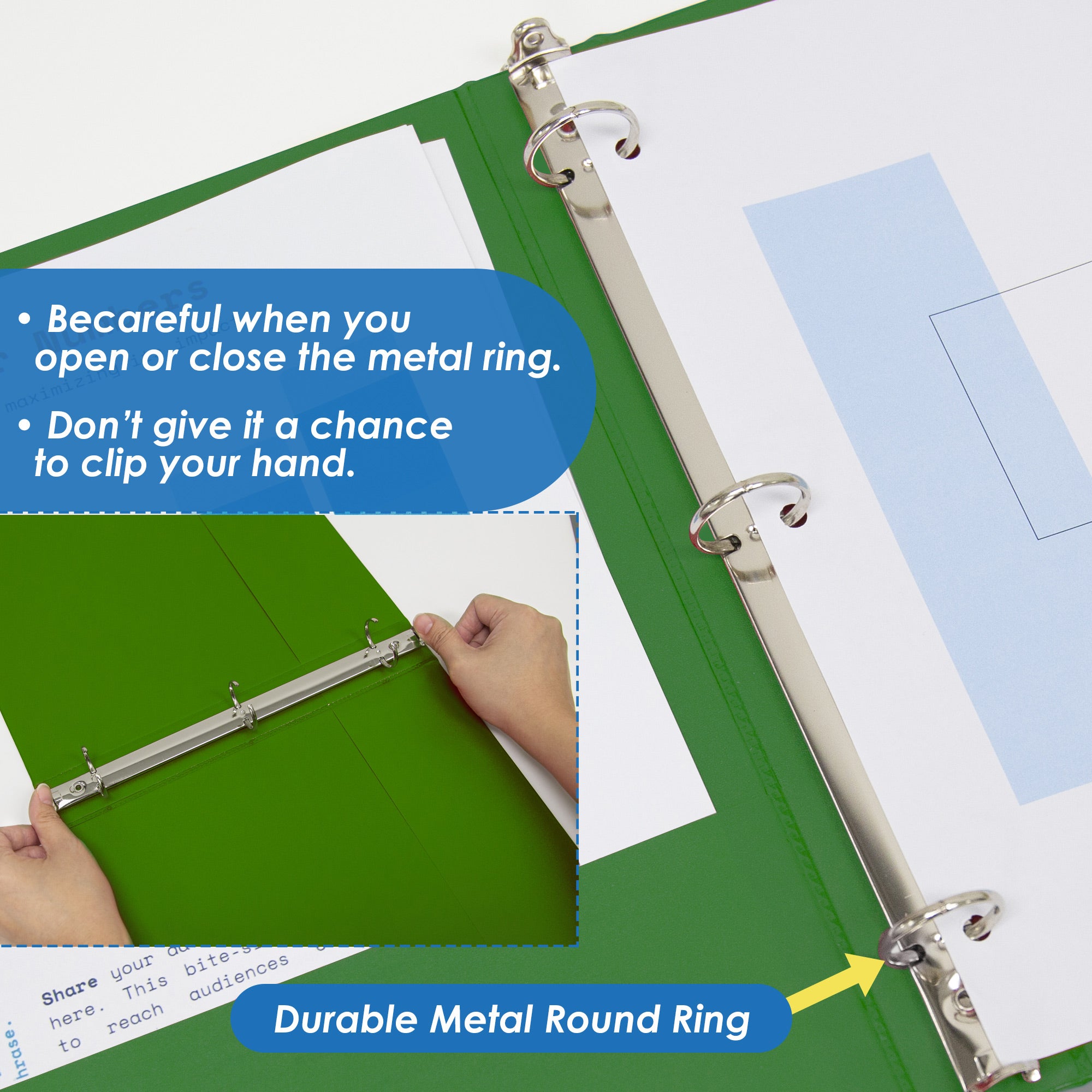 1.5 in Green 3-Ring View Binder, 2 Pockets