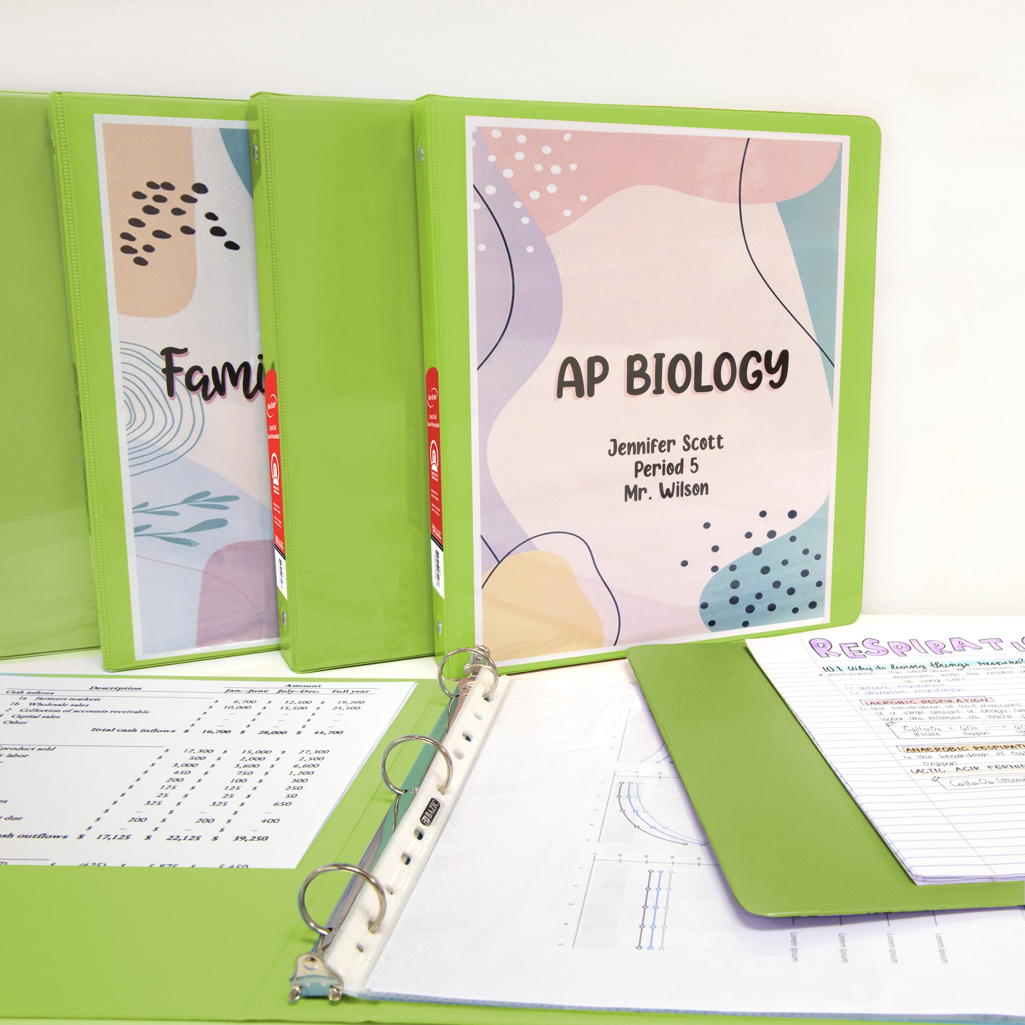 1.5 Inch 3 Ring Binder, View Cover, Lime Green
