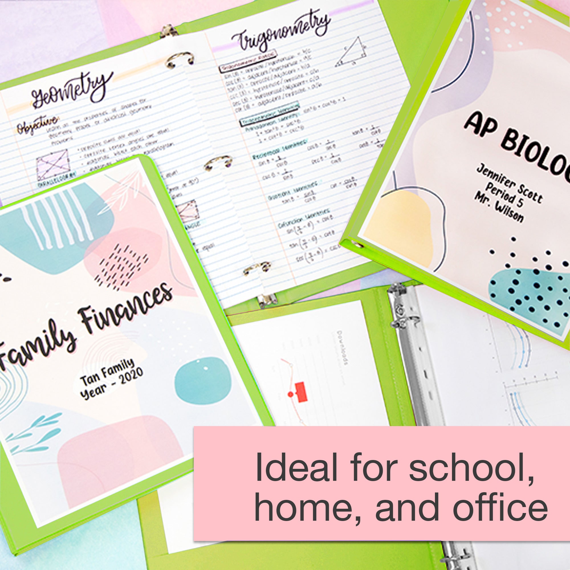 1.5 Inch 3 Ring Binder, View Cover, Lime Green