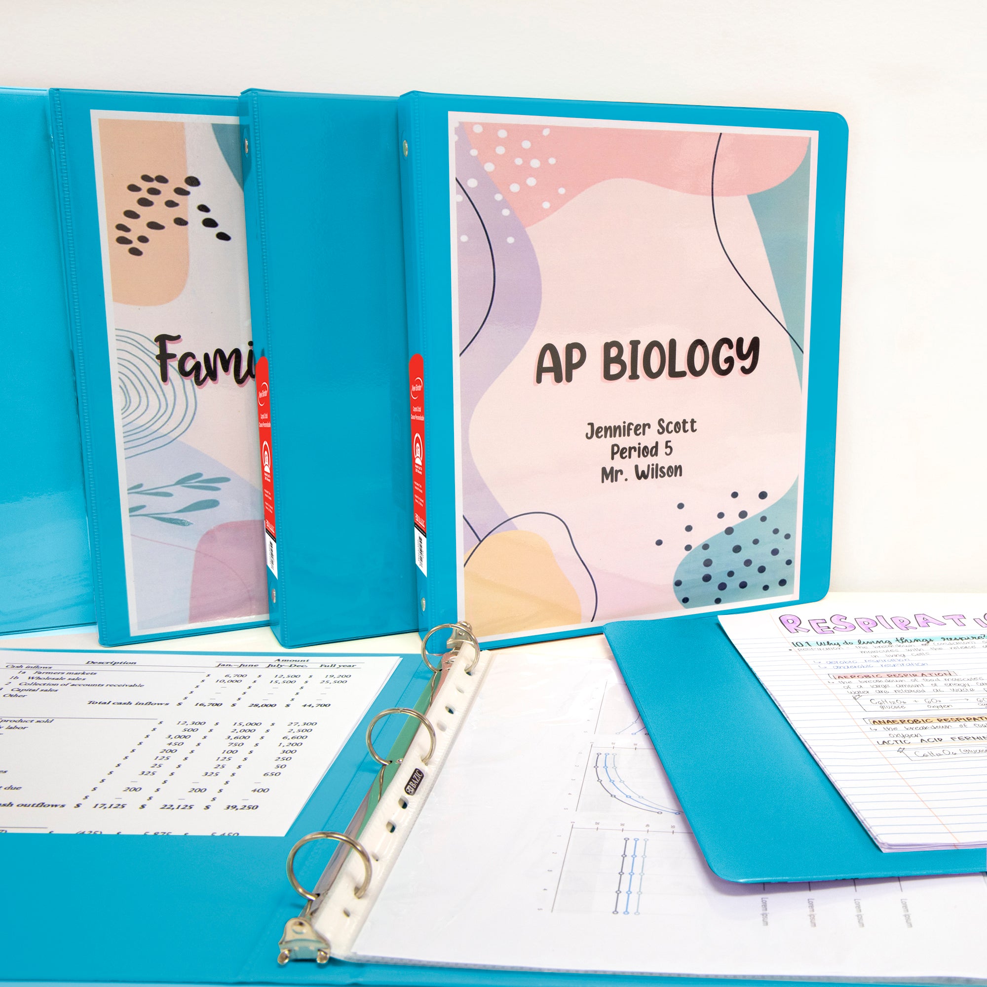 1.5&quot; Cyan 3-Ring View Binder w/ 2-Pockets