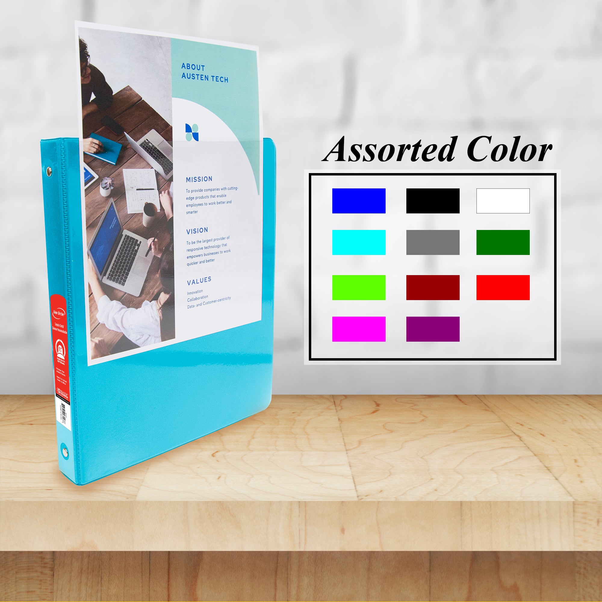 1.5 in Cyan 3-Ring View Binder, 2 Pockets