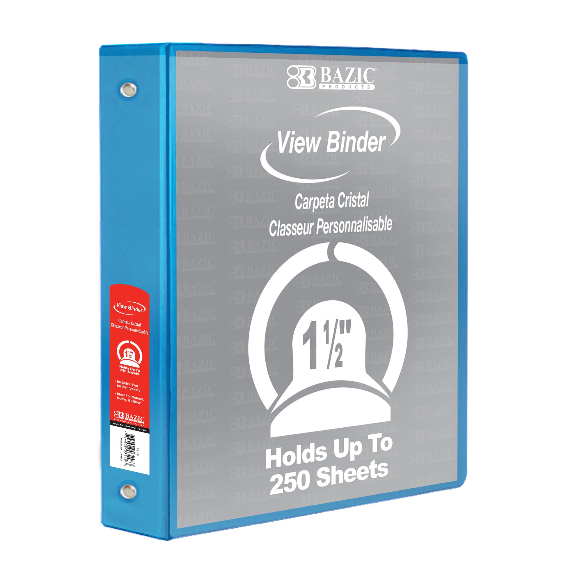 1.5 in Cyan 3-Ring View Binder, 2 Pockets