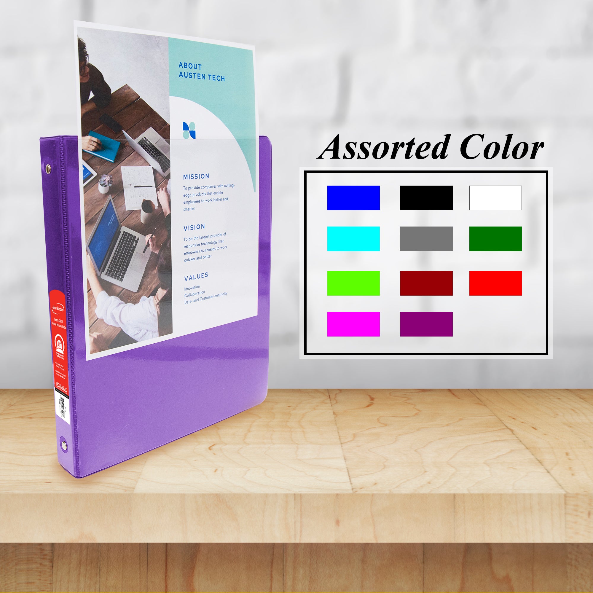 1.5 in Purple 3-Ring View Binder, 2 Pockets