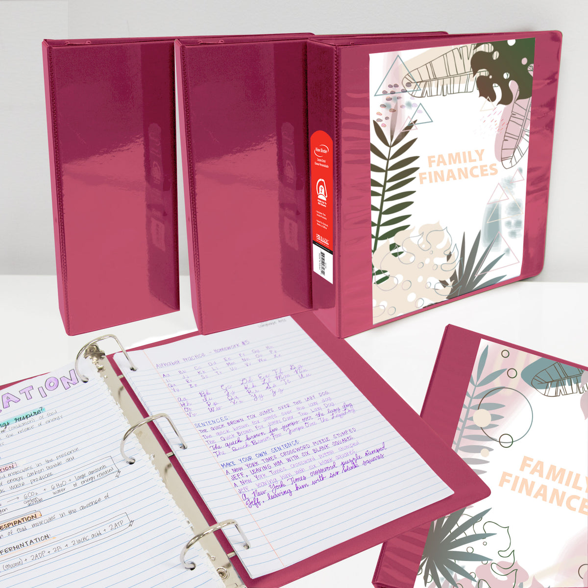 2" Burgundy 3-Ring View Binder, Slant-D Ring, 2 Pockets