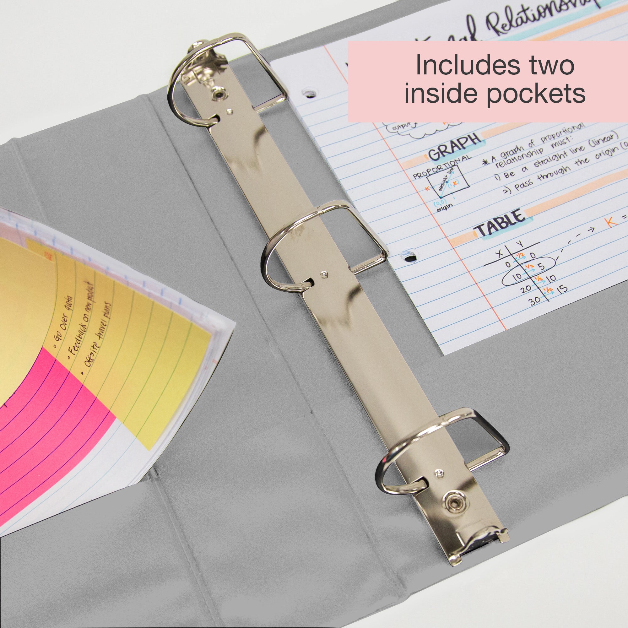 2 in Grey Slant-D Ring View Binder, Durable Poly Cover