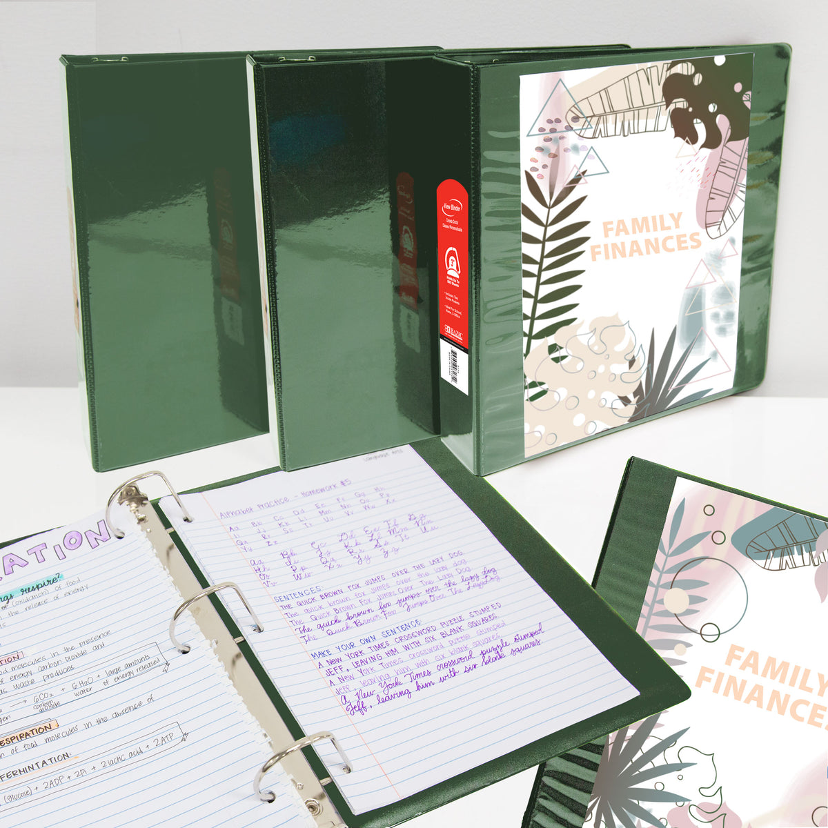 2" Green 3-Ring View Binder, Slant-D Ring, 2 Pockets
