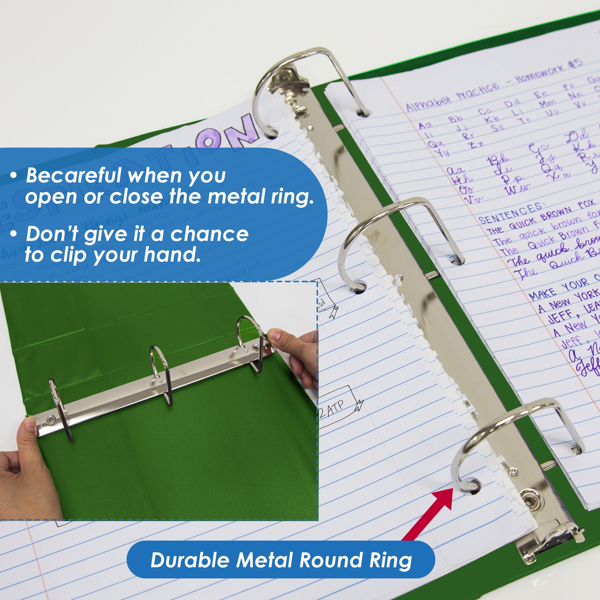 2 in Green Slant-D Ring View Binder, Durable Poly Cover