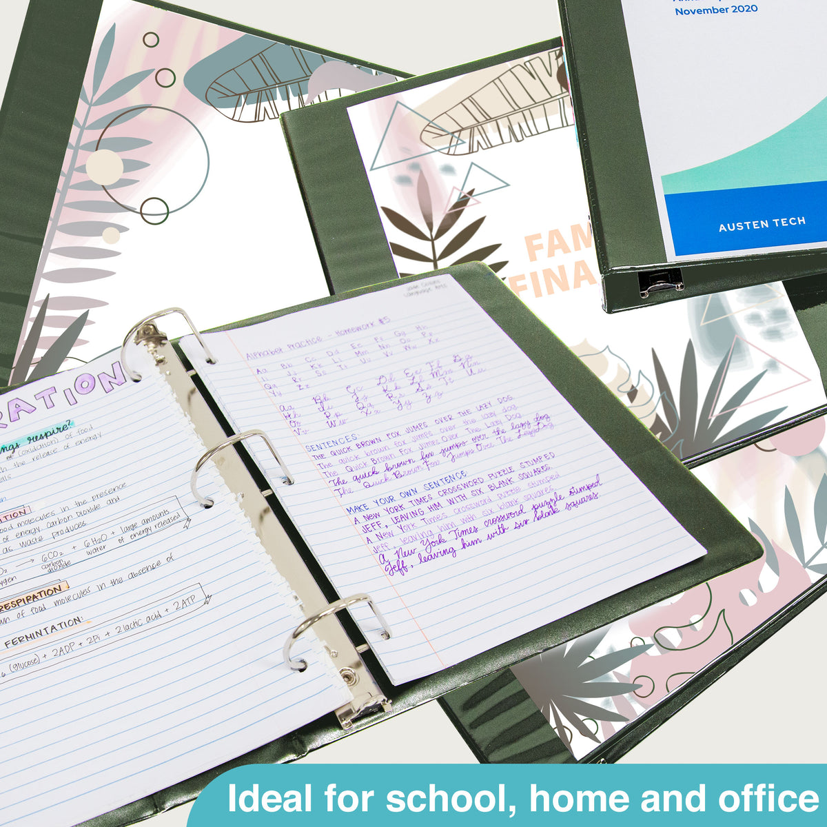 2" Green 3-Ring View Binder, Slant-D Ring, 2 Pockets