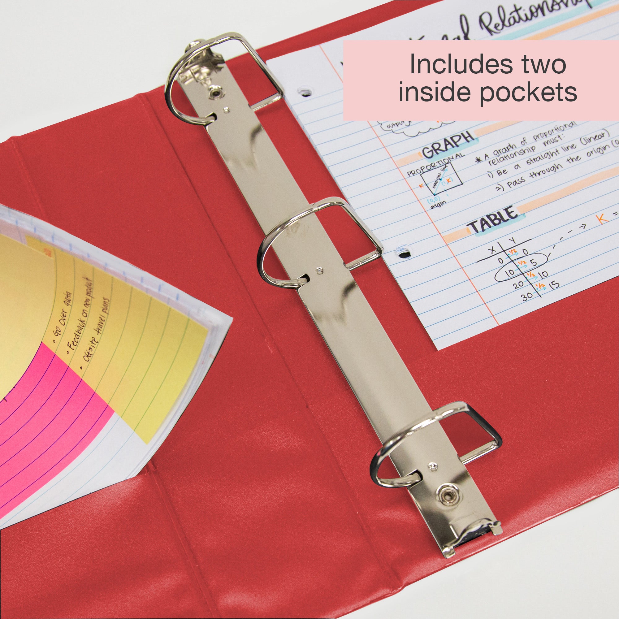 3 in Red Slant-D Ring View Binder, 2 Pockets