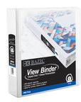 1" White PVC-Free Slant D-Ring View Binder w/ 4 Pockets