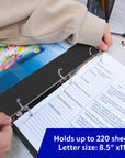 1" Black PVC-Free Slant D-Ring View Binder w/ 4 Pockets