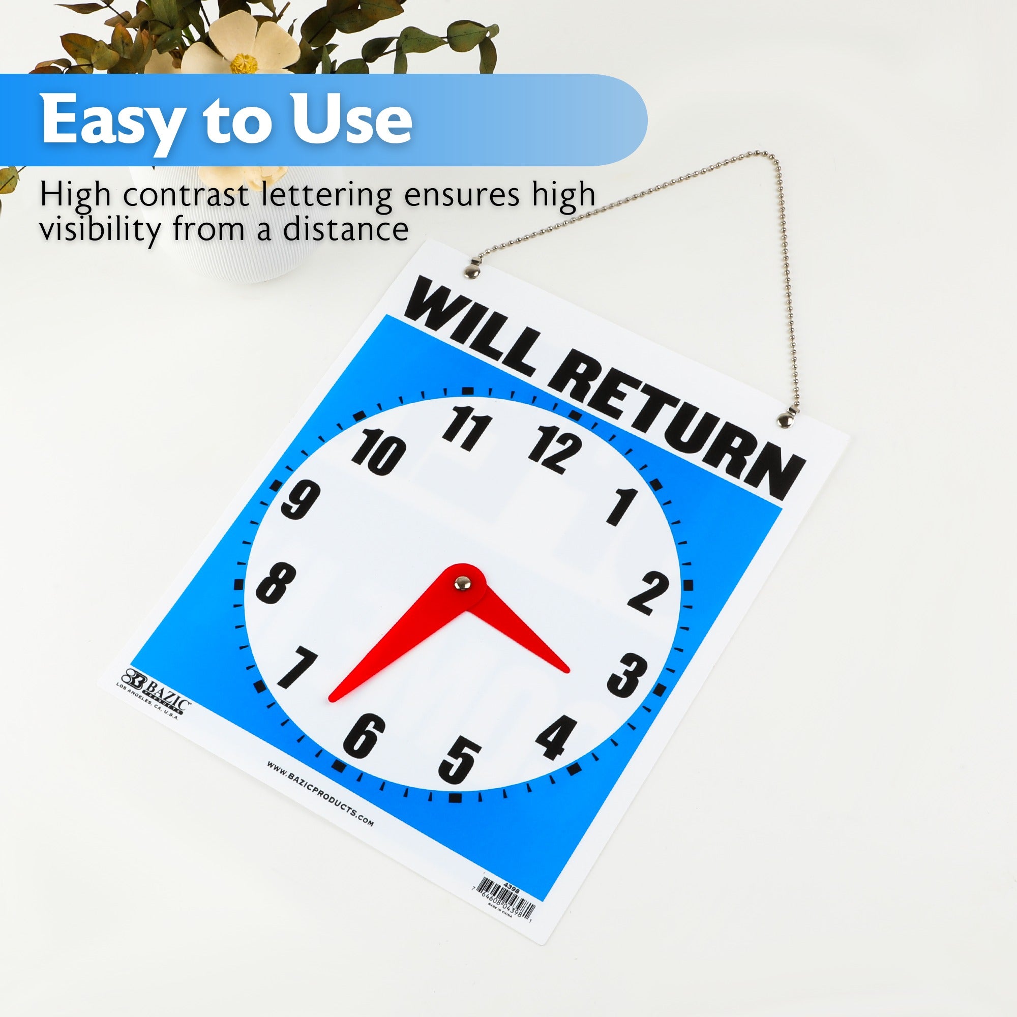 Open Closed Sign, Will Return Clock, Double-Sided