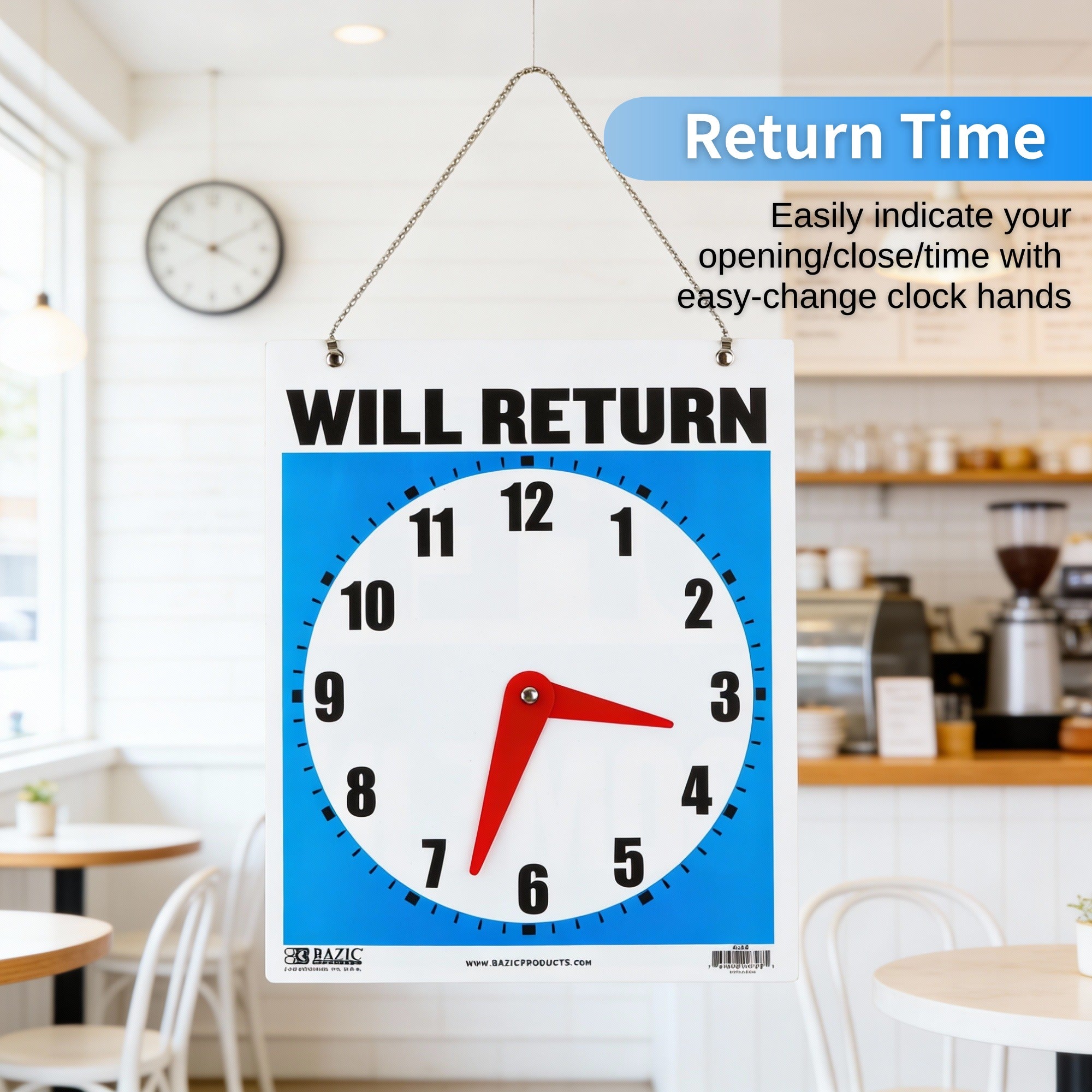 Open Closed Sign, Will Return Clock, Double-Sided