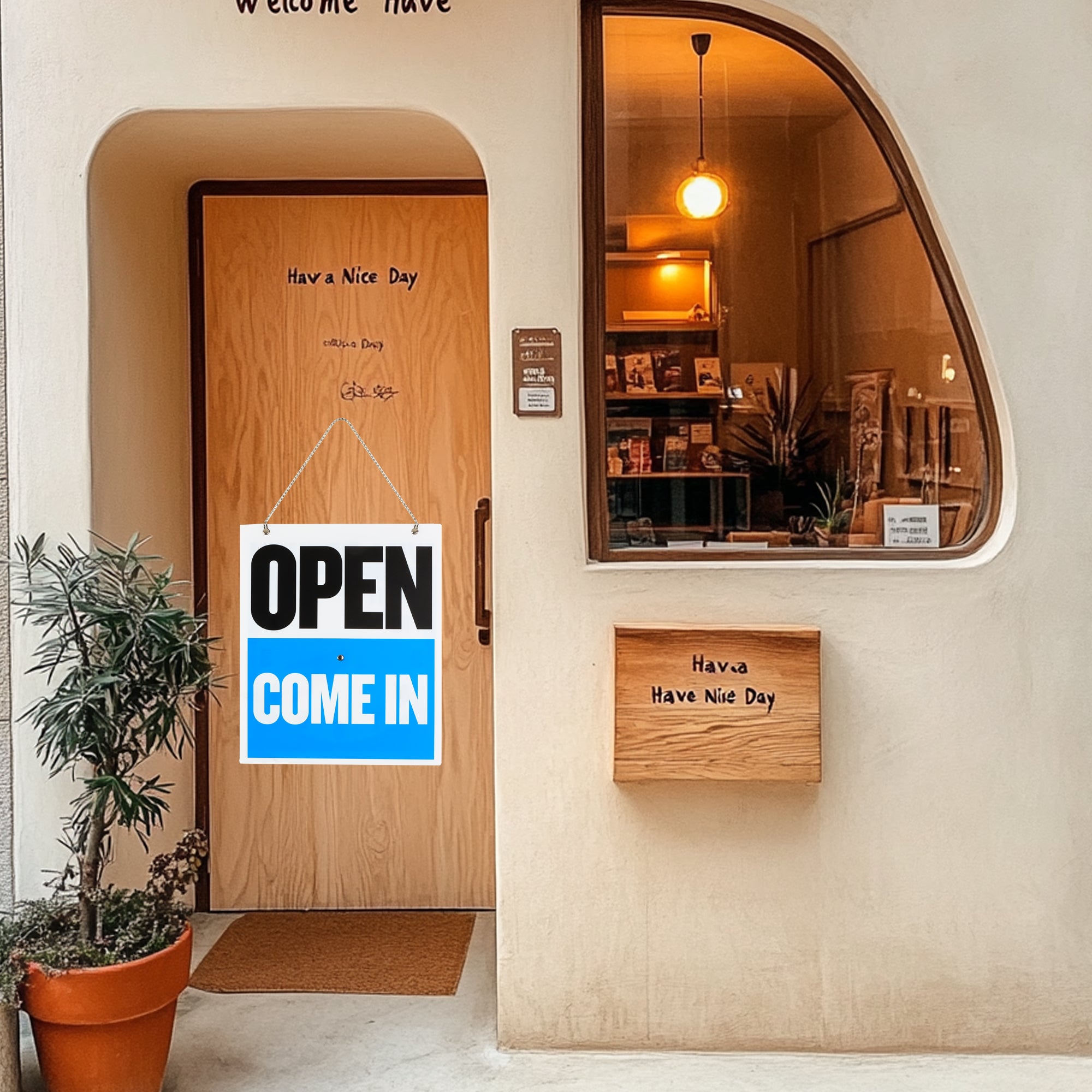 Open Closed Sign, Will Return Clock, Double-Sided