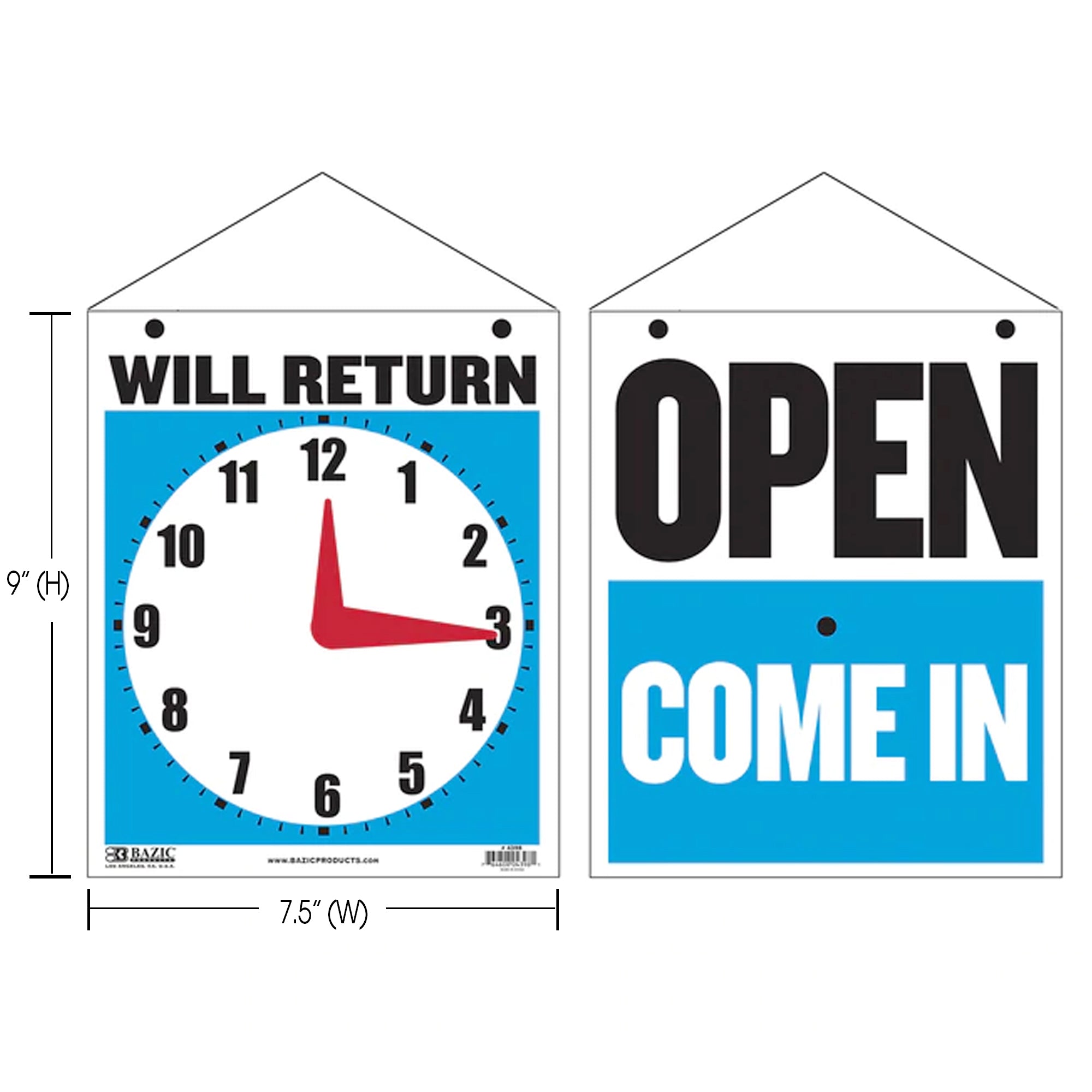 7.5&quot; X 9&quot; &quot;WILL RETURN&quot; Clock Sign w/ &quot;OPEN&quot; sign on back