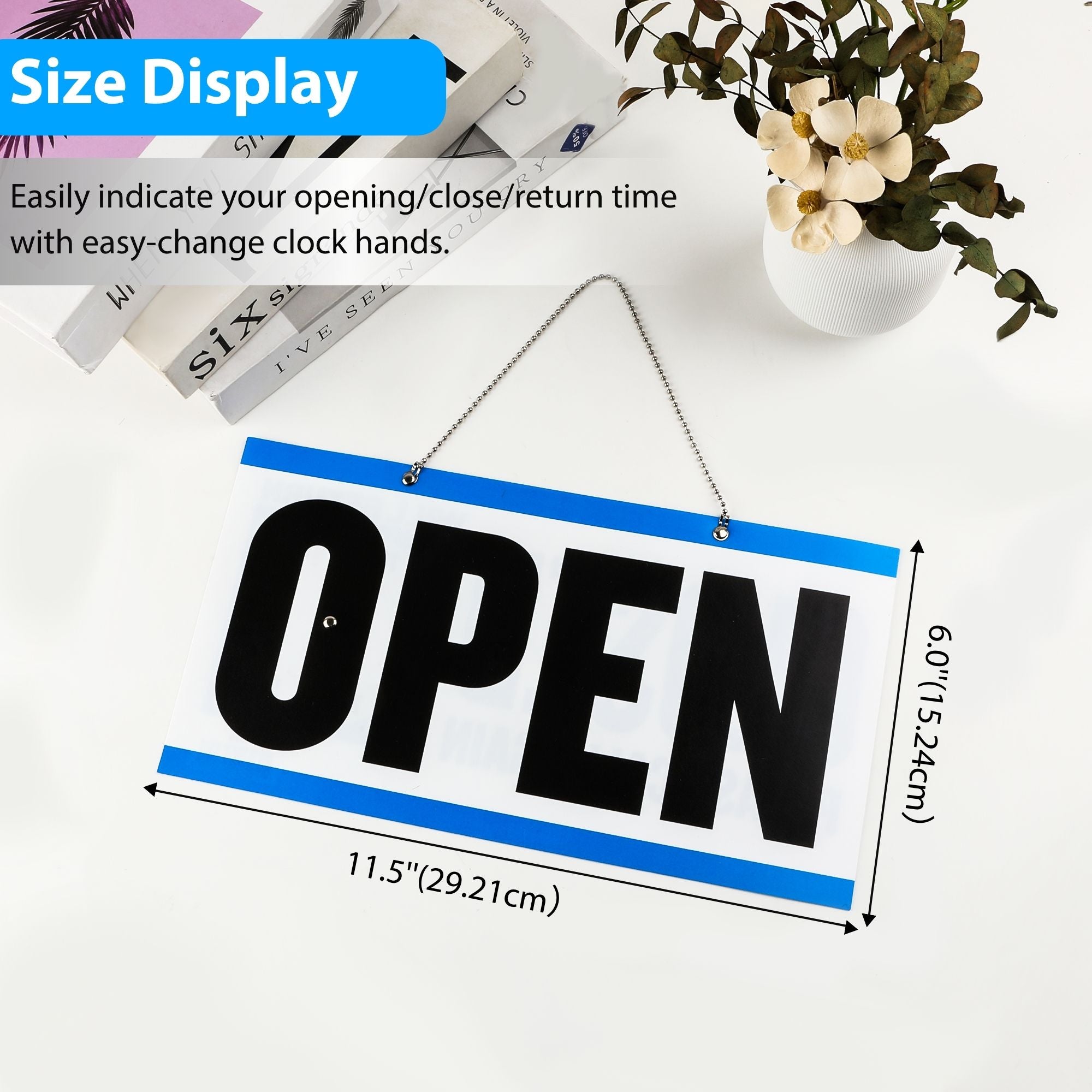 6" X 11.5" "CLOSED" Clock Sign w/ "OPEN" sign on back