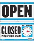6" X 11.5" "CLOSED" Clock Sign w/ "OPEN" sign on back