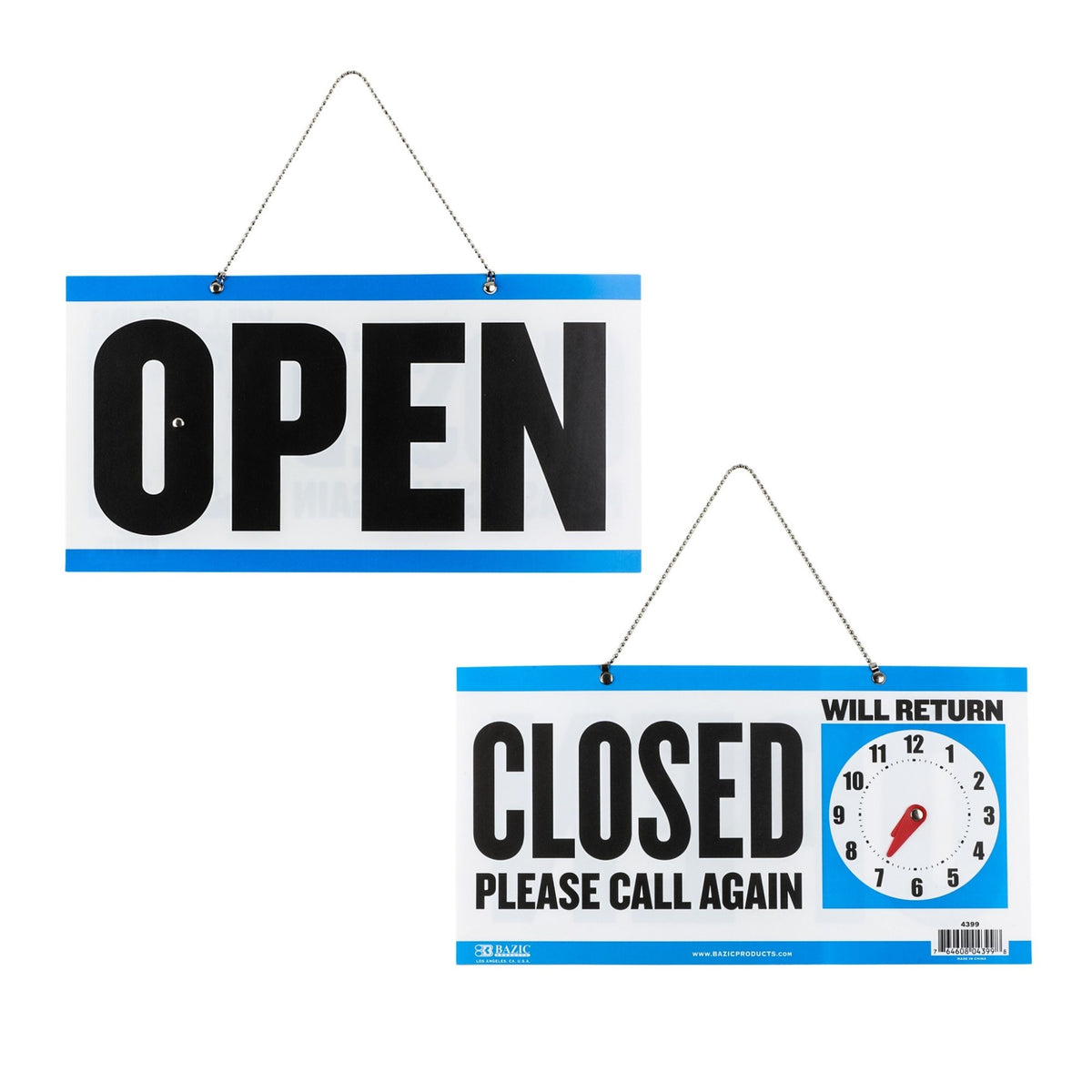Closed / Open Clock Sign, 6 x 11.5 in, Double-Sided