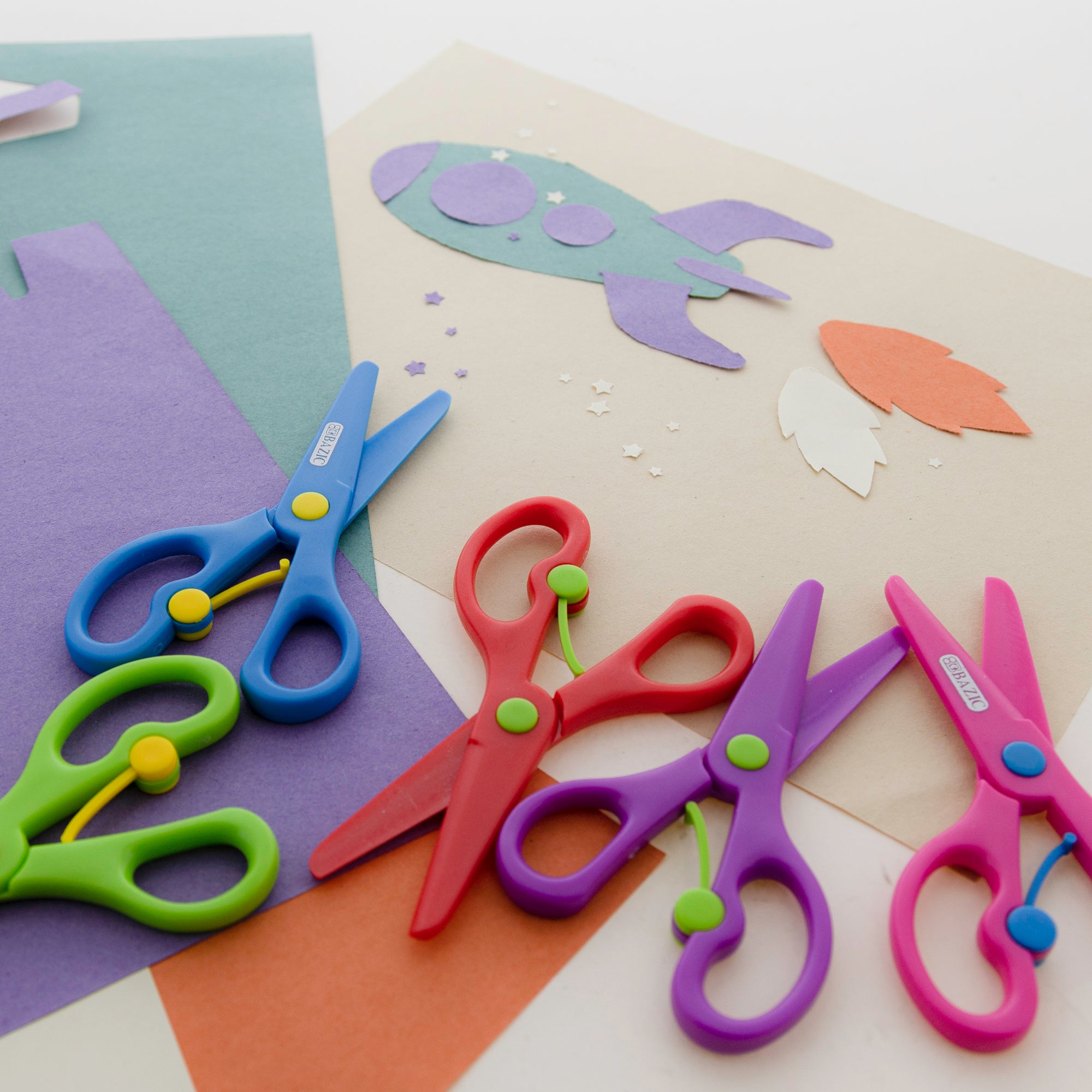 5 in Kids Training Scissors, 6 Count, Safety Plastic Blades