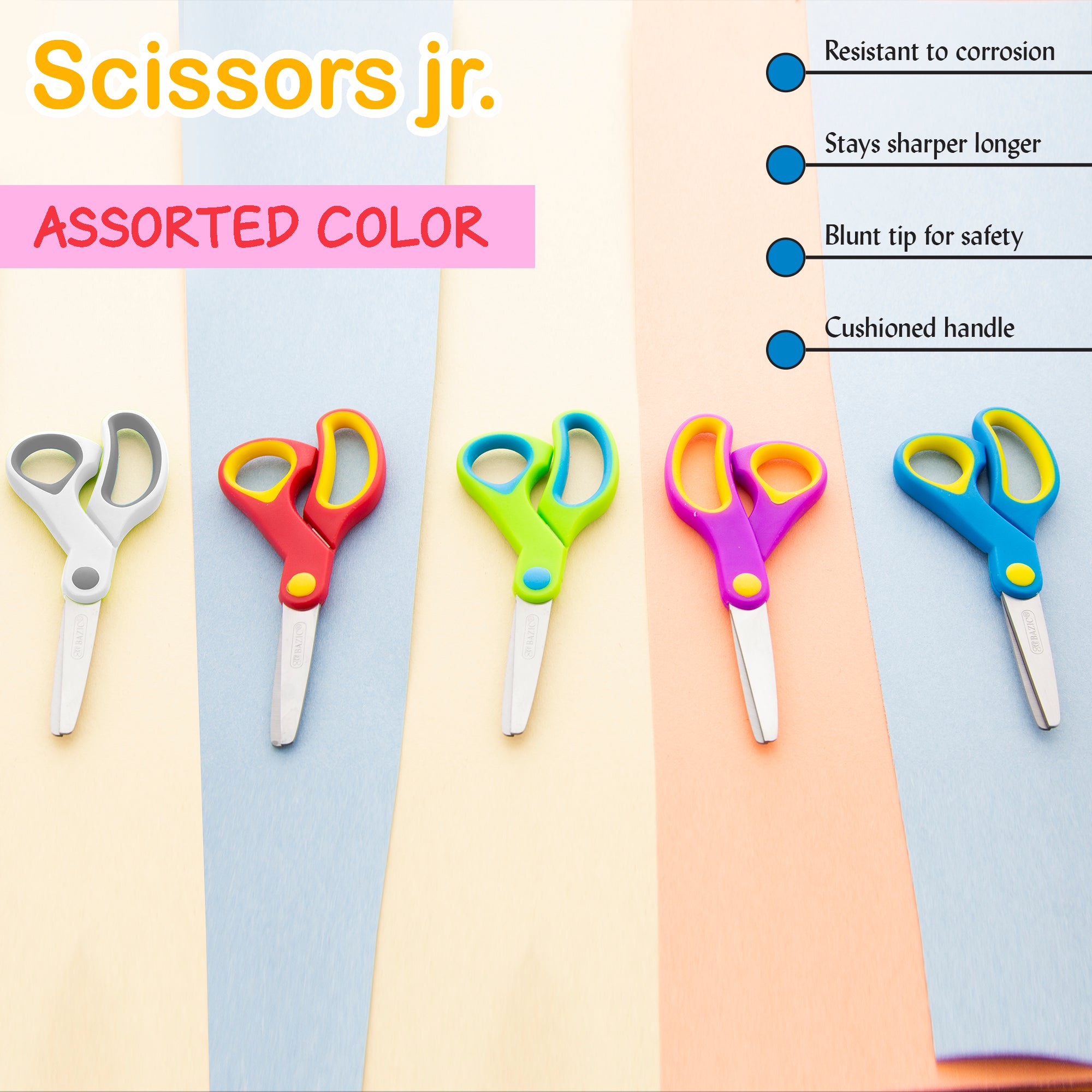 5 in Soft Grip Blunt Tip School Scissors, Stainless Steel
