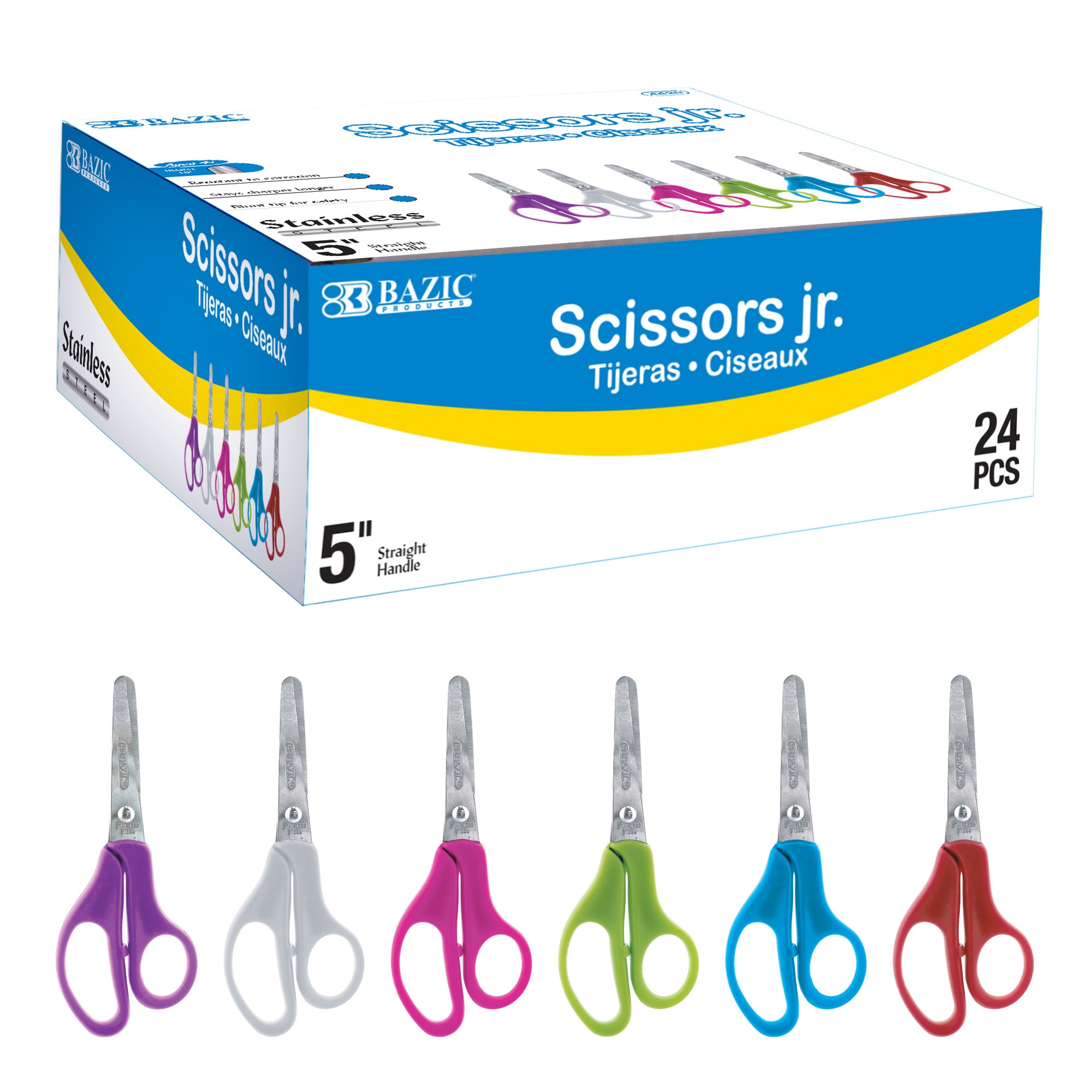 5 in Blunt Tip School Scissors, Stainless Steel, 24 Scissors