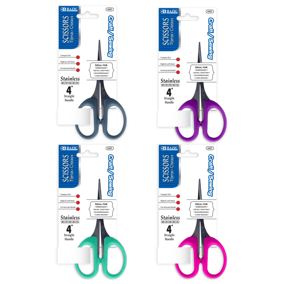 BAZIC 4 in Craft and Sewing Detail Scissors, Stainless Steel