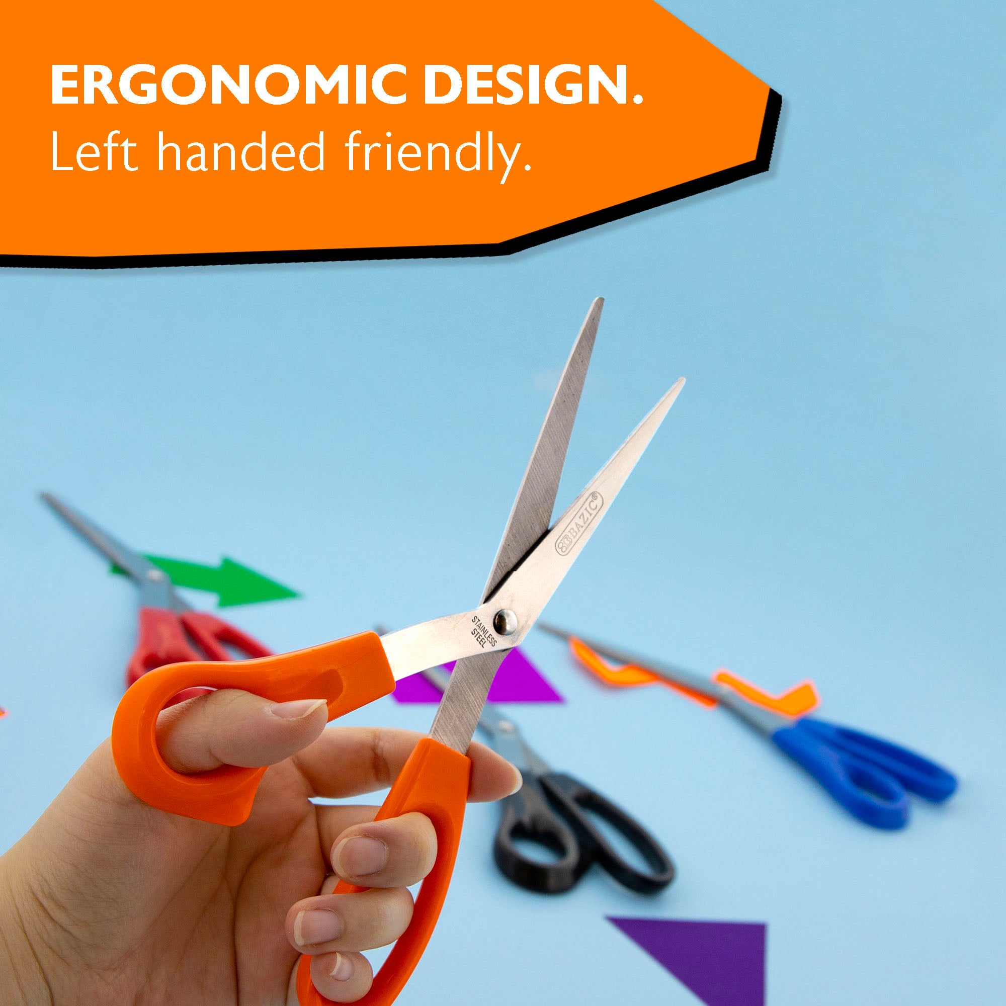 8 in Left-Handed Bent Stainless Steel Scissors