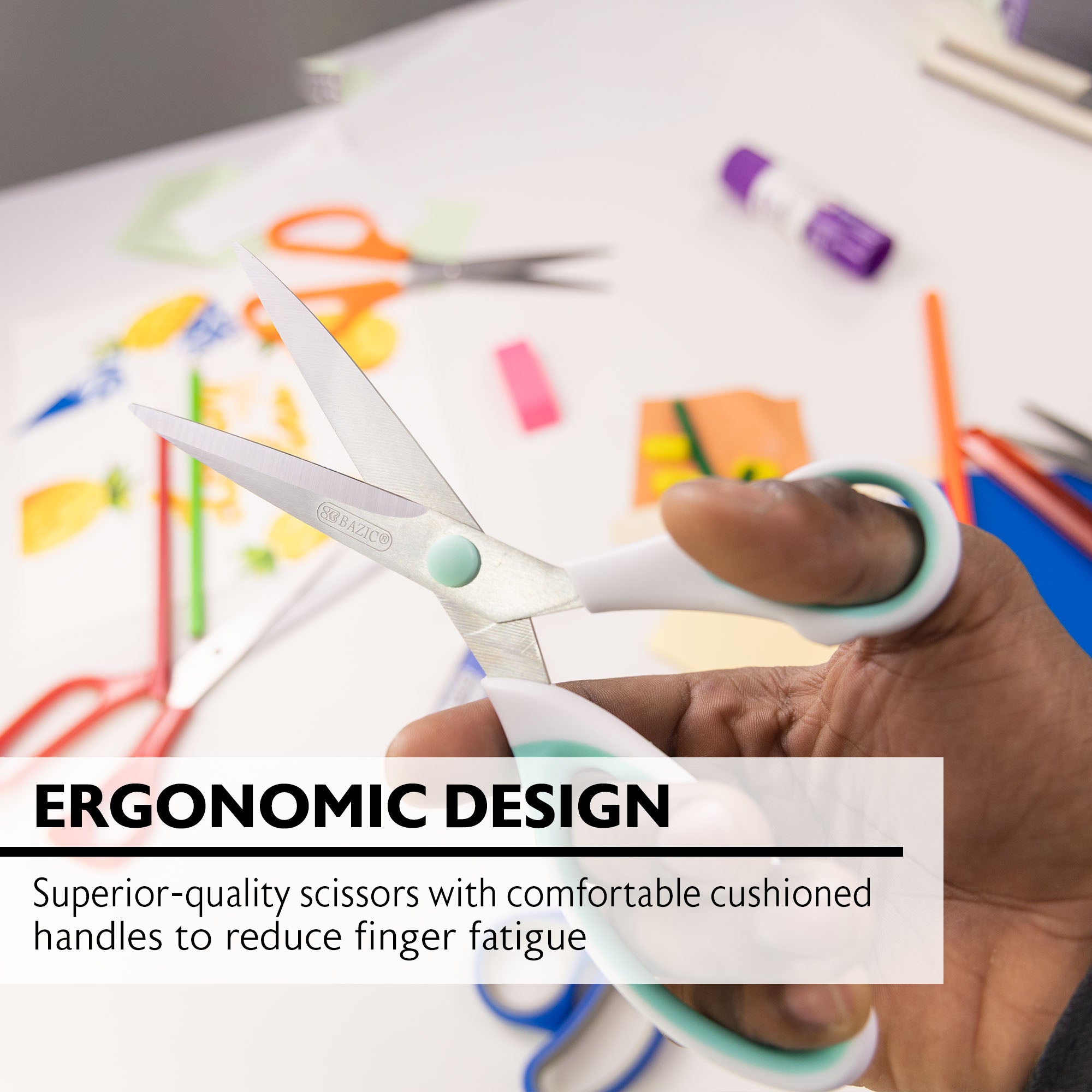 8" Pastel Axicia Grip Multipurpose Stainless Steel Scissors