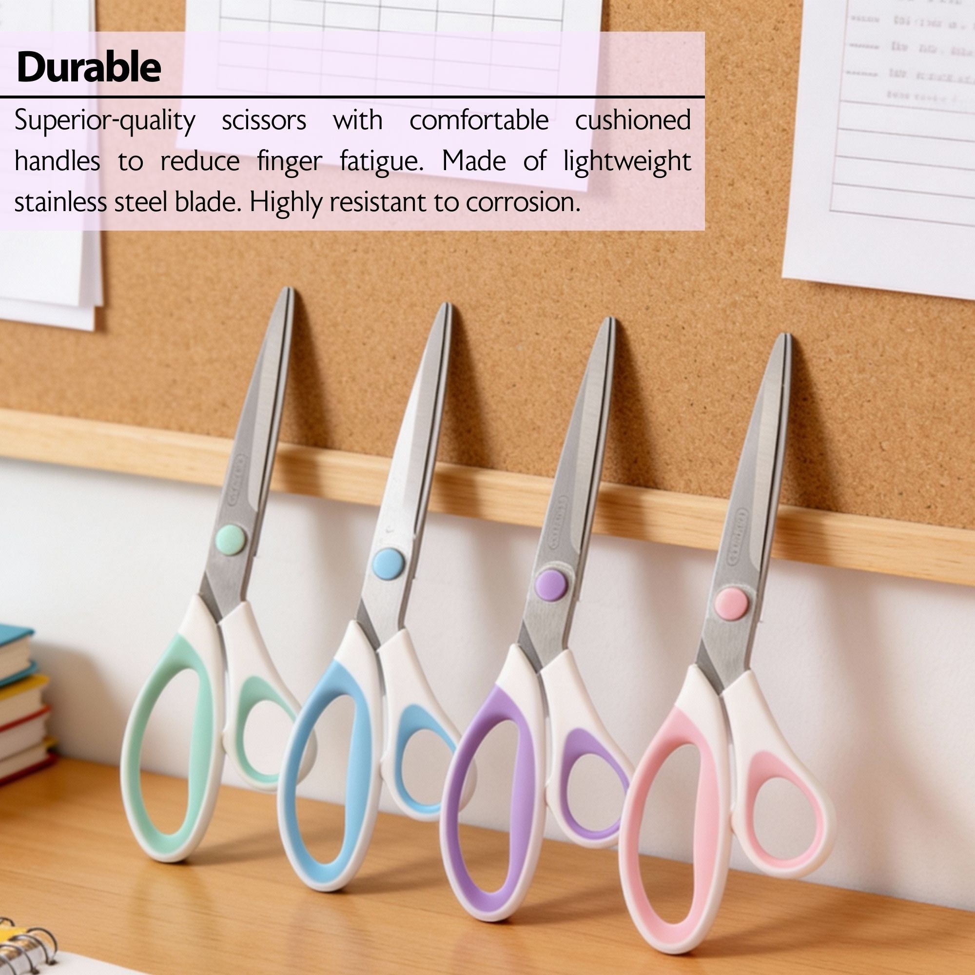 8" Pastel Axicia Grip Multipurpose Stainless Steel Scissors