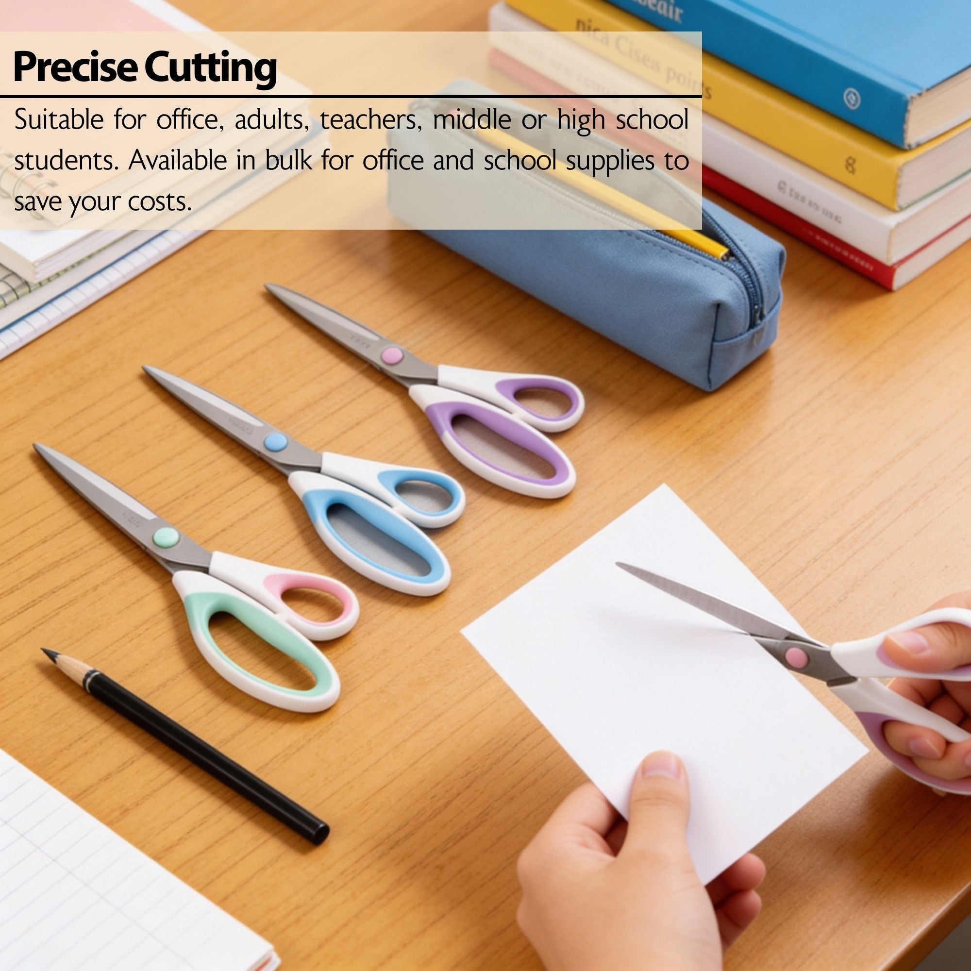 8" Pastel Axicia Grip Multipurpose Stainless Steel Scissors