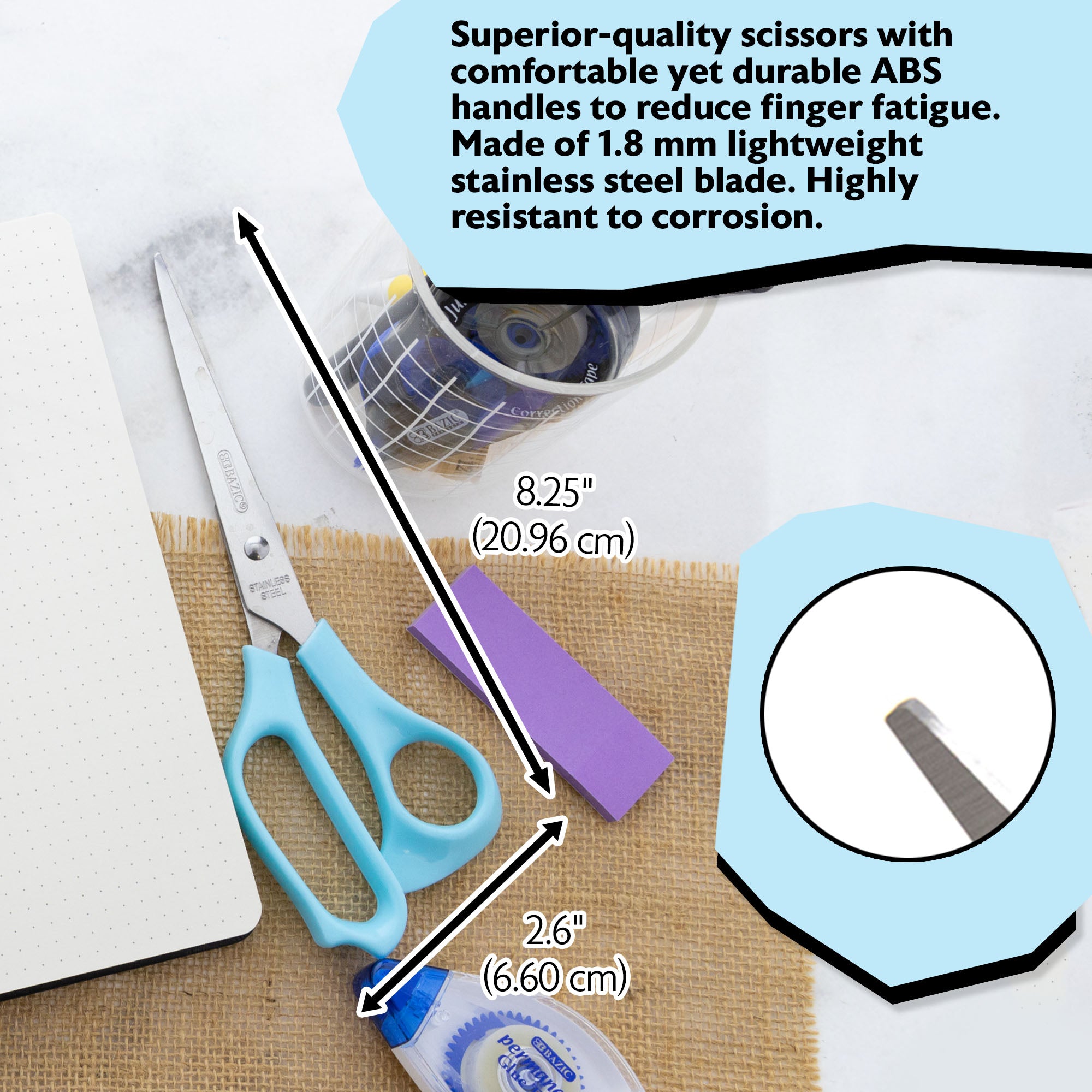 8 in Pastel Classic Scissors, for School Office Craft