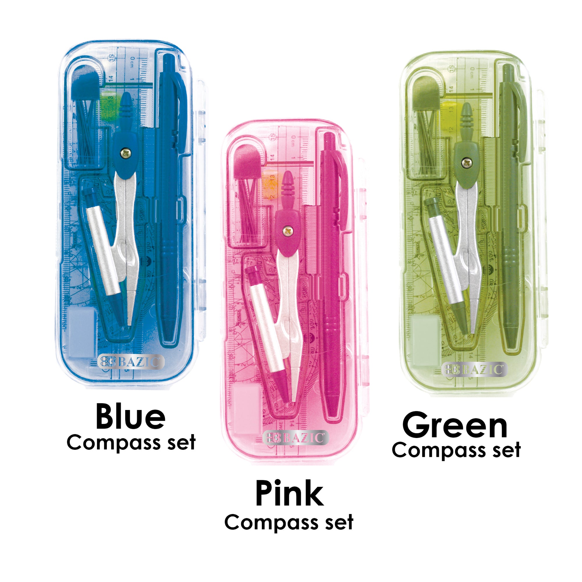 Bright Color 9-Piece Math Geometry Set with Compass