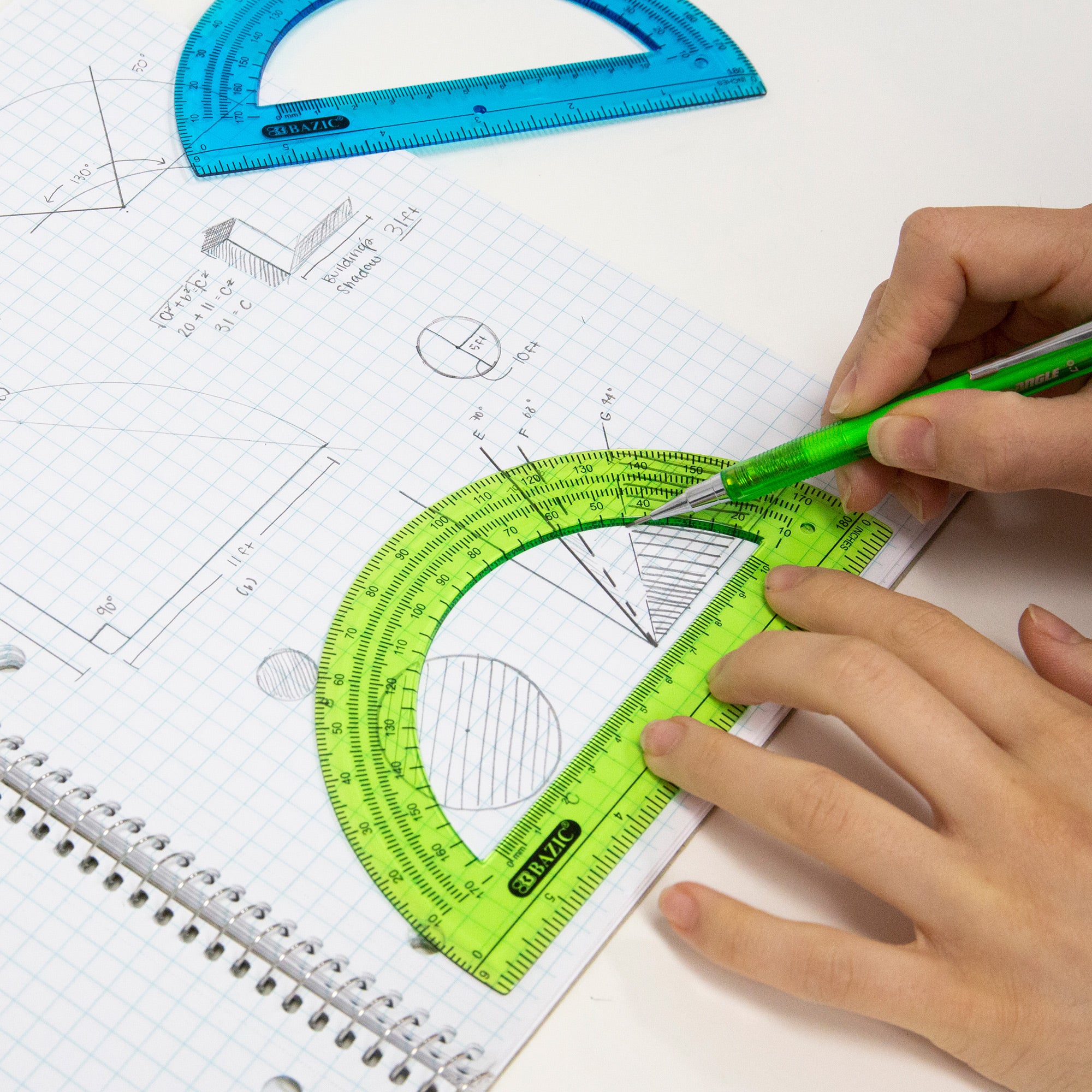 5-Piece Geometry Math Set with Zipper Pouch