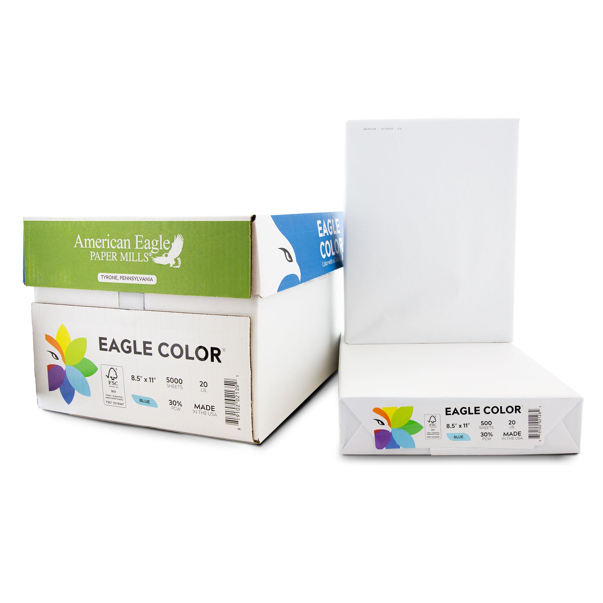 Eagle Color (30% PCW) 8.5 x 11 Blue Colored Copy Paper (500 Sheets/Ream) 1 Ream