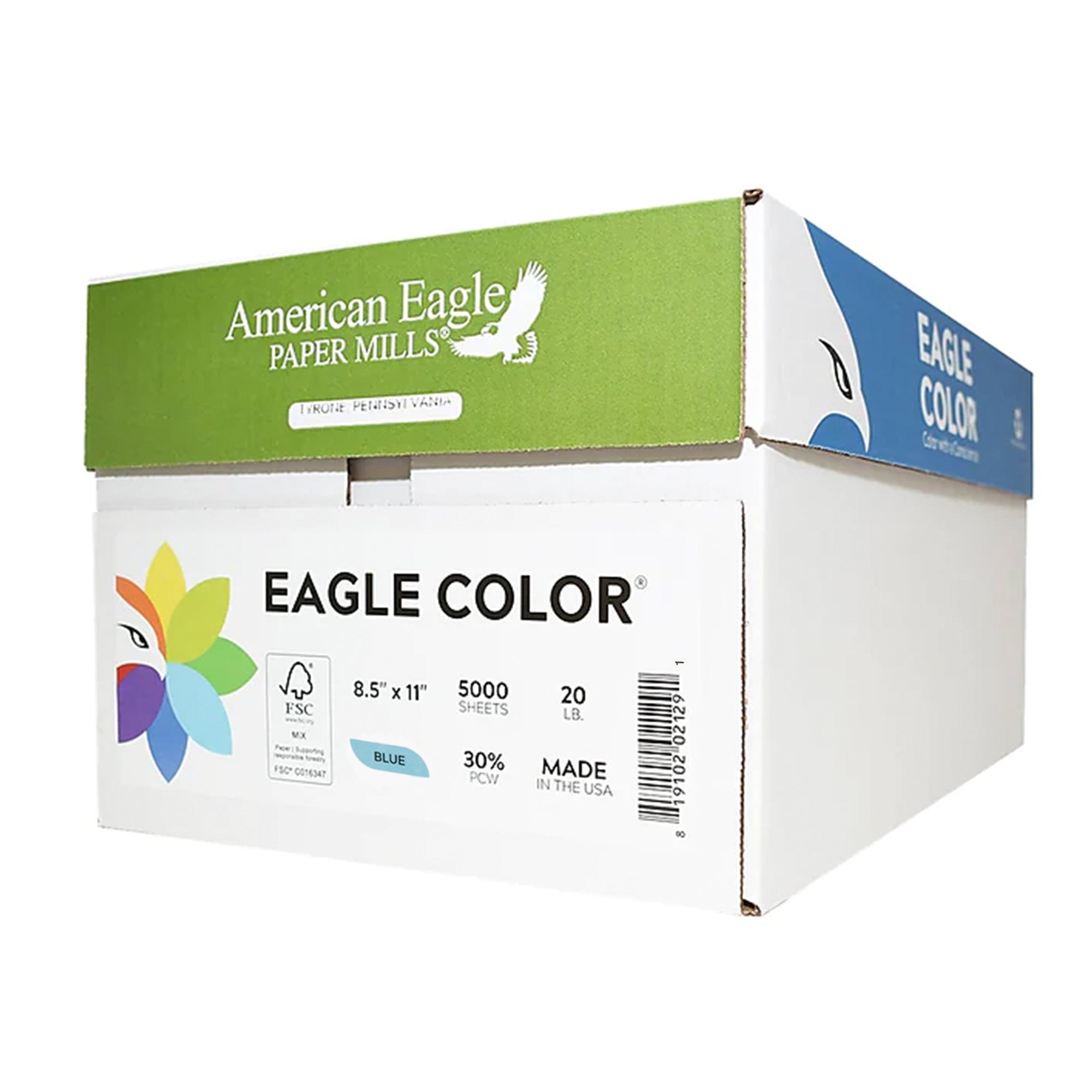 Eagle Color (30% PCW) 8.5 x 11 Blue Colored Copy Paper (500 Sheets/Ream) 10 Reams (Local Pick Up Only)