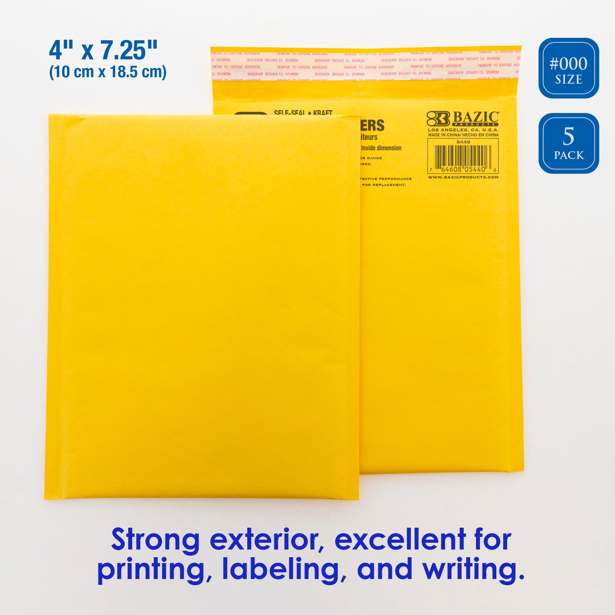 Bubble Mailers, #000, Self-Seal Kraft, 5-Pack