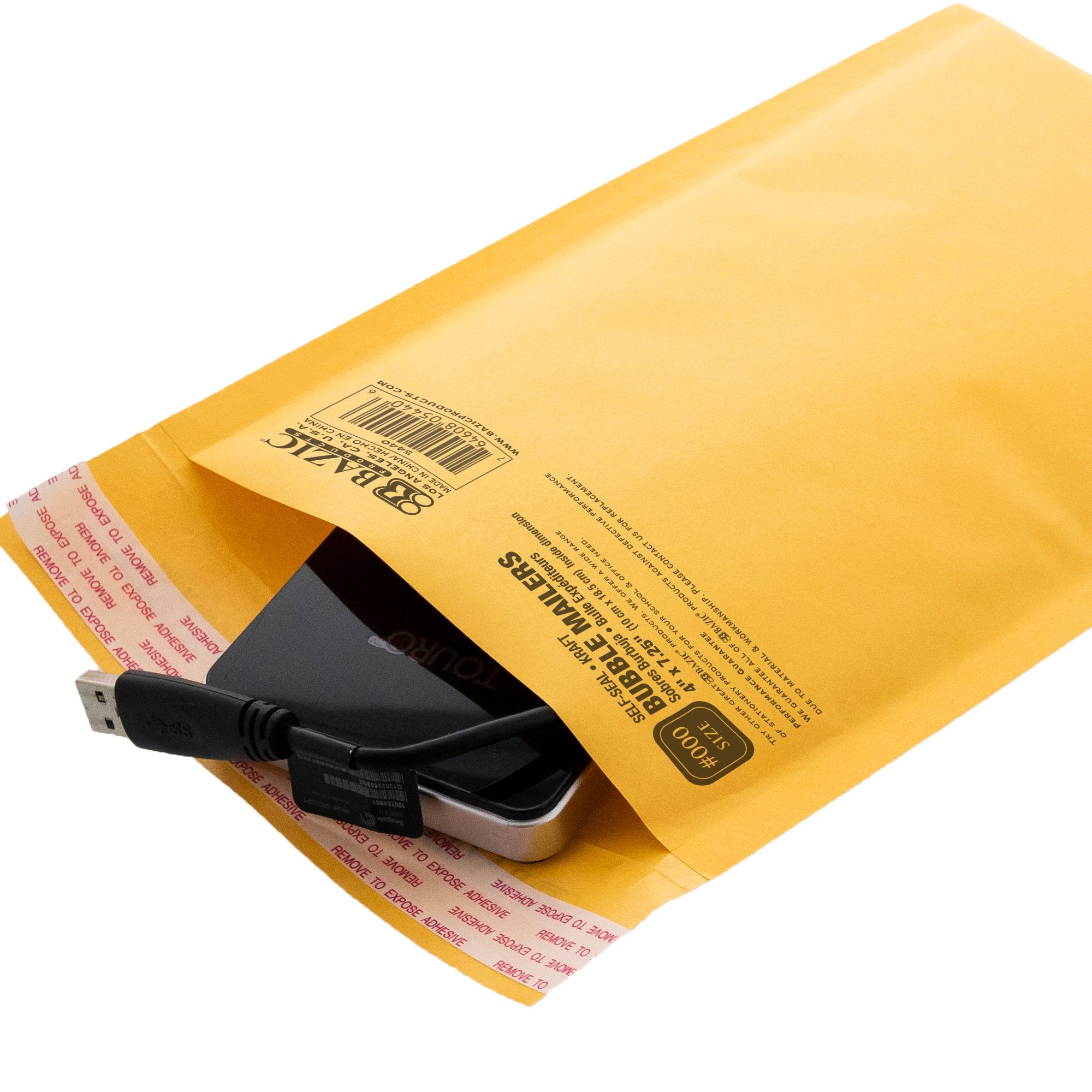 Bubble Mailers, #000, Self-Seal Kraft, 5-Pack