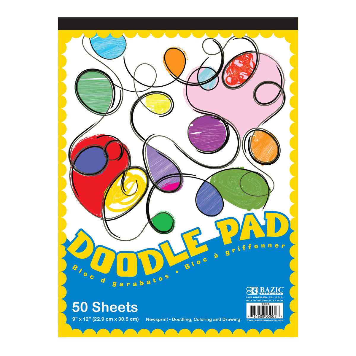 BAZIC Doodle Pad, Newsprint, 9 x 12 in, 50 Sheets