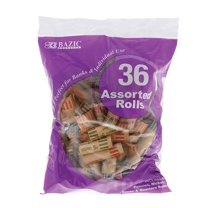 Coin Wrappers, Assorted Rolls, 36-Count