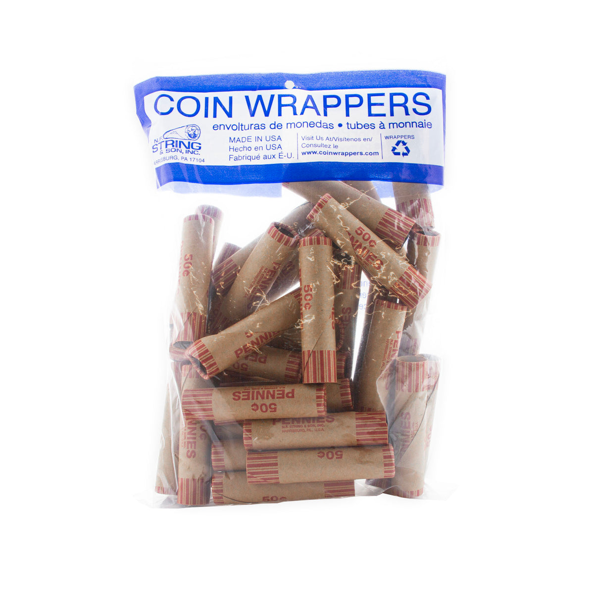 BAZIC Penny Coin Wrappers, 50-Cent Rolls