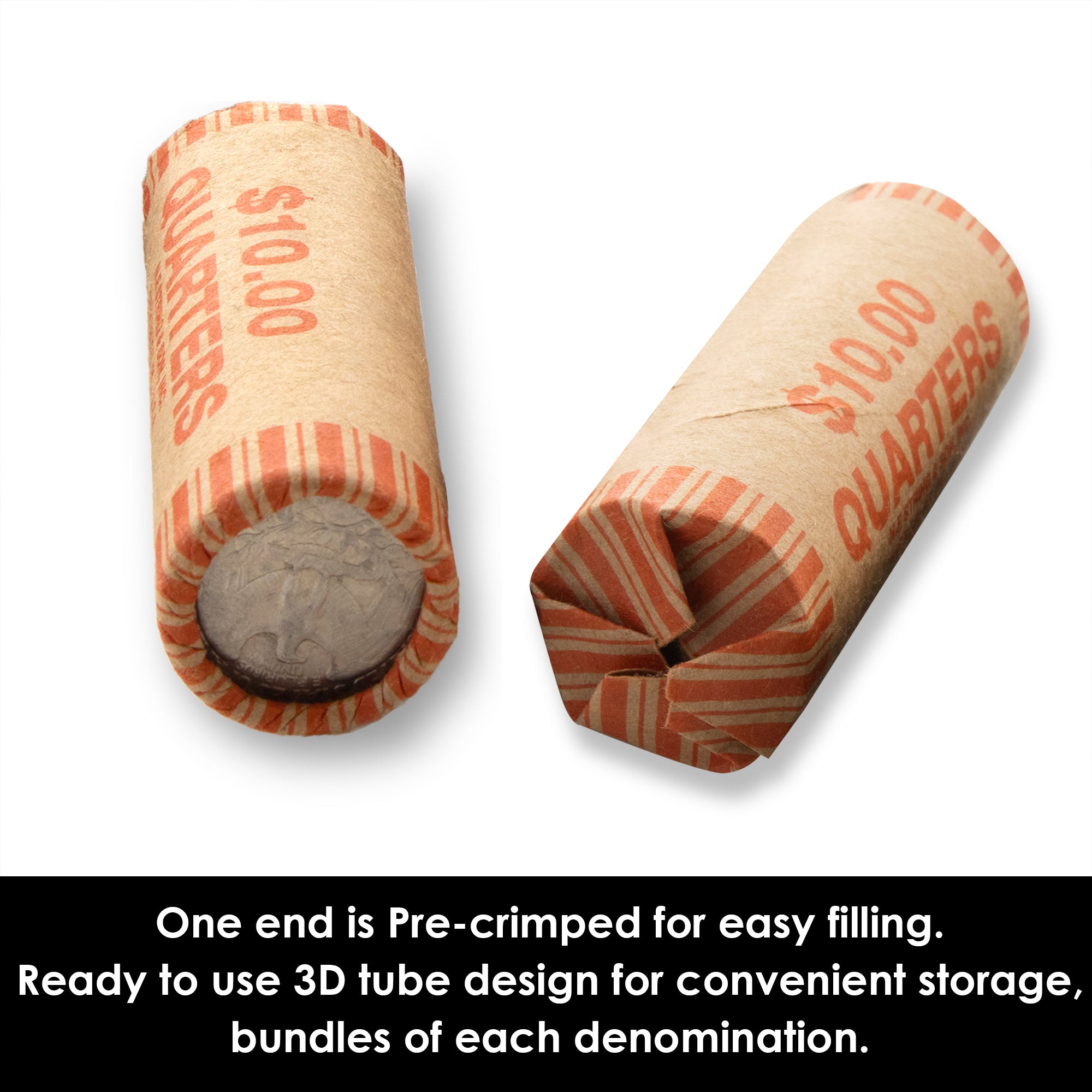 Quarter Coin Wrappers, $10 Rolls, 36 Count