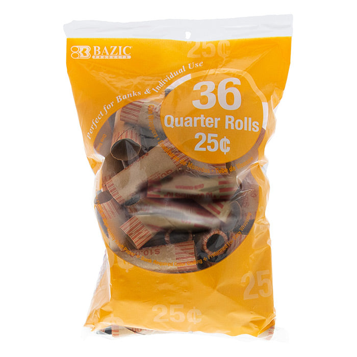 Quarter Coin Wrappers, $10 Rolls, 36 Count