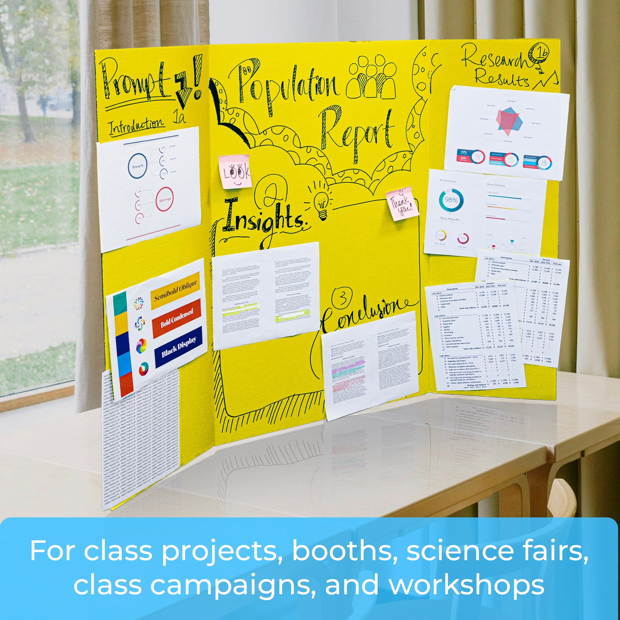 36&quot; X 48&quot; Assorted Color Tri-Fold Corrugated Presentation Board